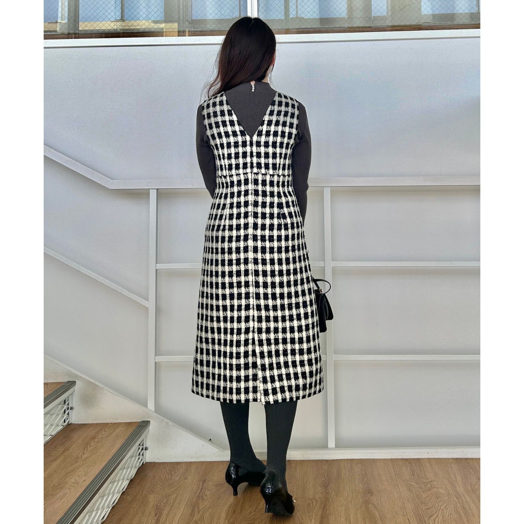 Couture broach「【プチプラ・フェミニンもカジュアルも】サステナブル　バックパール調プチフリルリブ」|ニット・セーター|