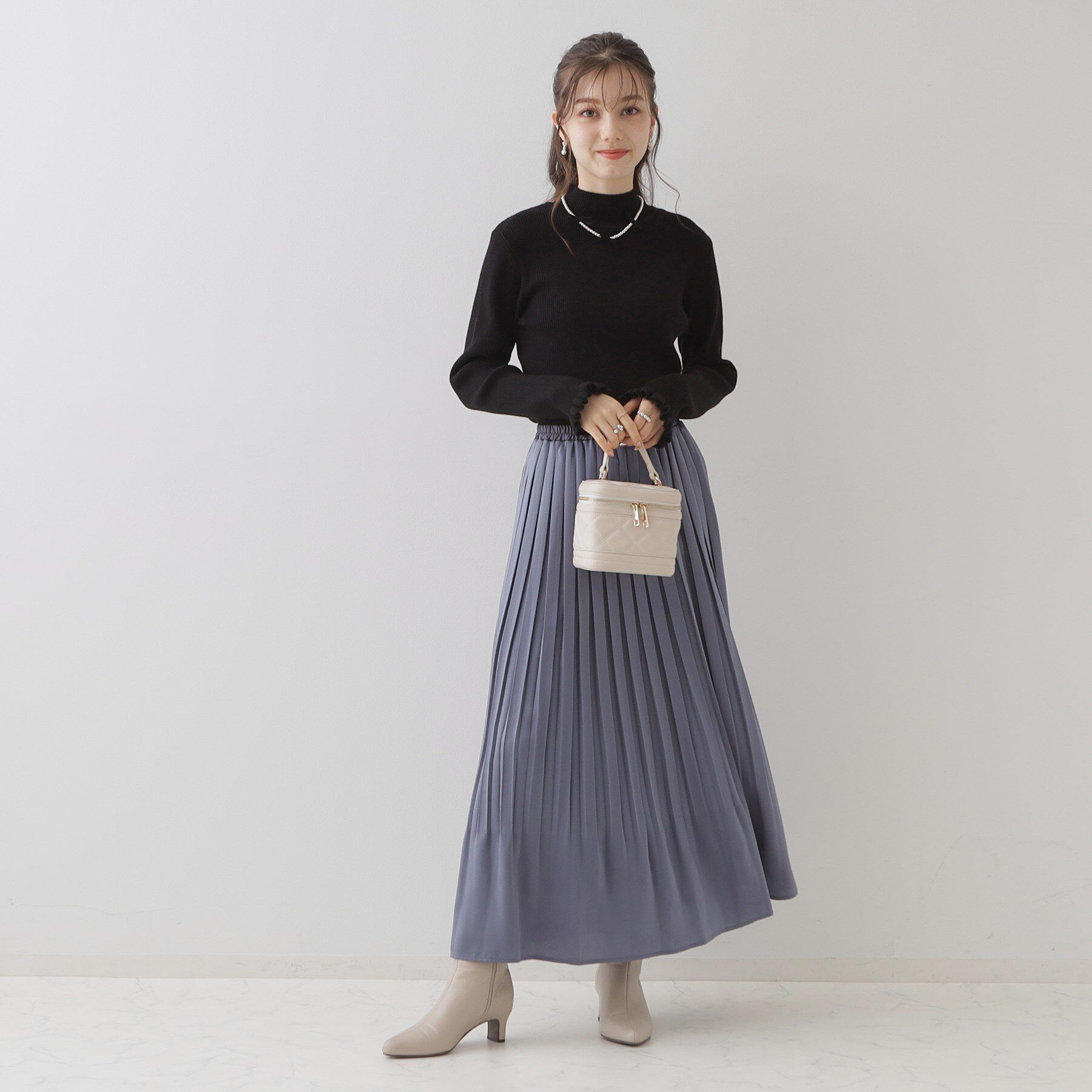 Couture broach「【プチプラ・フェミニンもカジュアルも】サステナブル　バックパール調プチフリルリブ」|ニット・セーター|