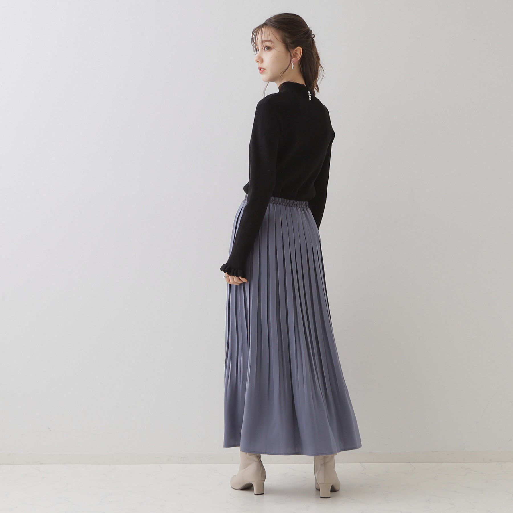 Couture broach「【プチプラ・フェミニンもカジュアルも】サステナブル　バックパール調プチフリルリブ」|ニット・セーター|