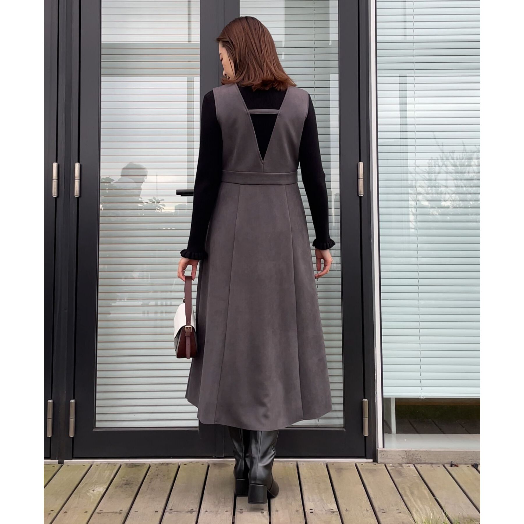 Couture broach「【プチプラ・フェミニンもカジュアルも】サステナブル　バックパール調プチフリルリブ」|ニット・セーター|