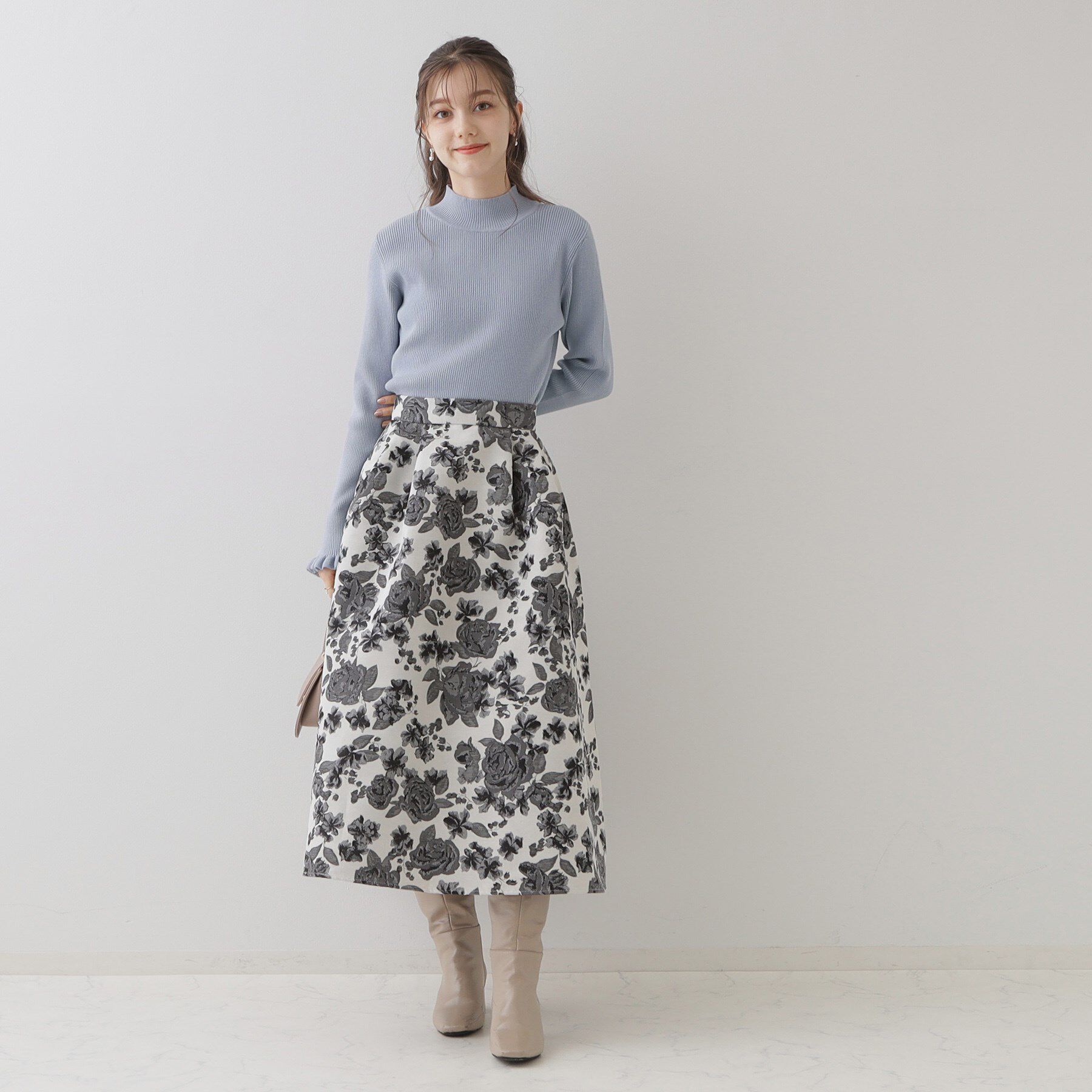 Couture broach「【プチプラ・フェミニンもカジュアルも】サステナブル　バックパール調プチフリルリブ」|ニット・セーター|