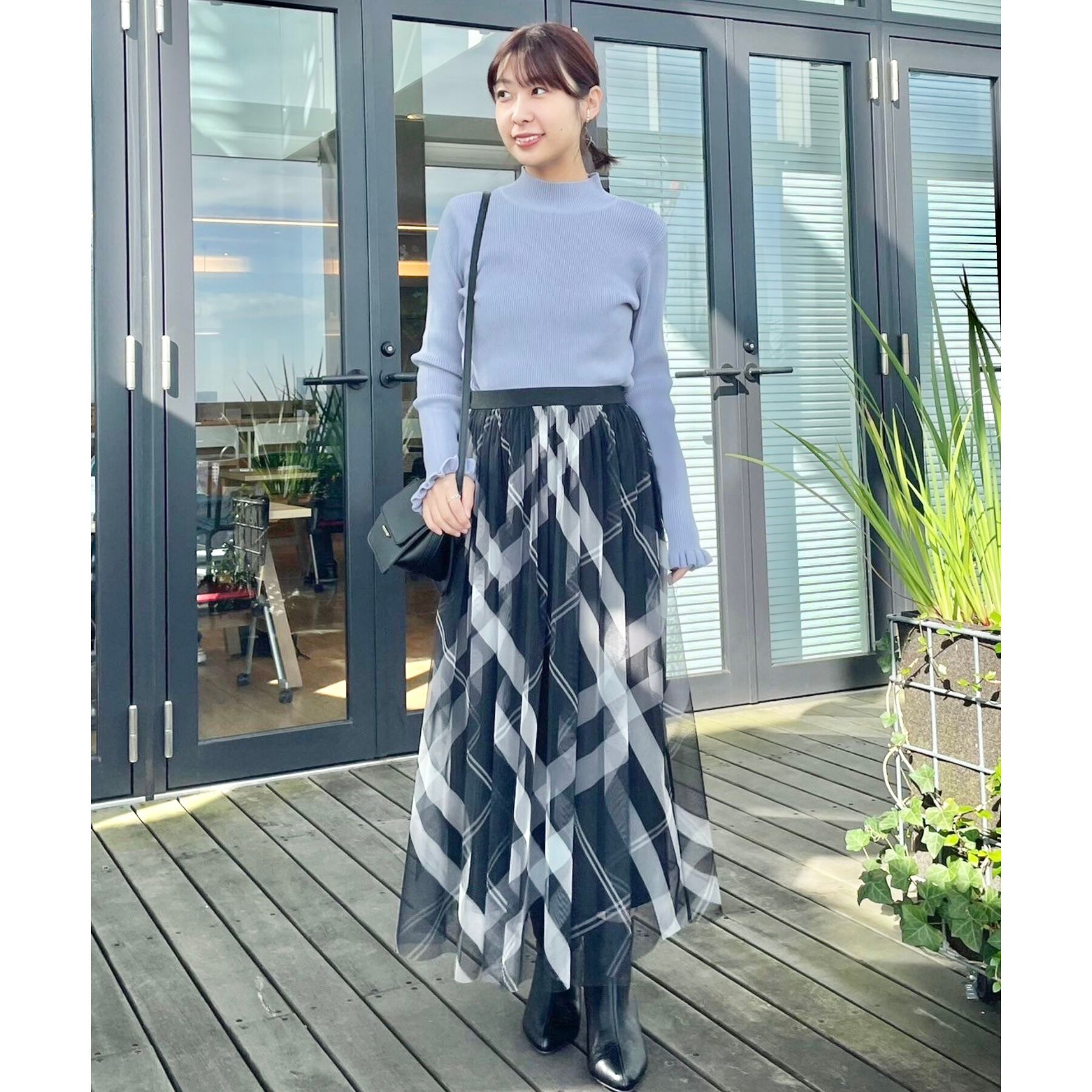 Couture broach「【プチプラ・フェミニンもカジュアルも】サステナブル　バックパール調プチフリルリブ」|ニット・セーター|