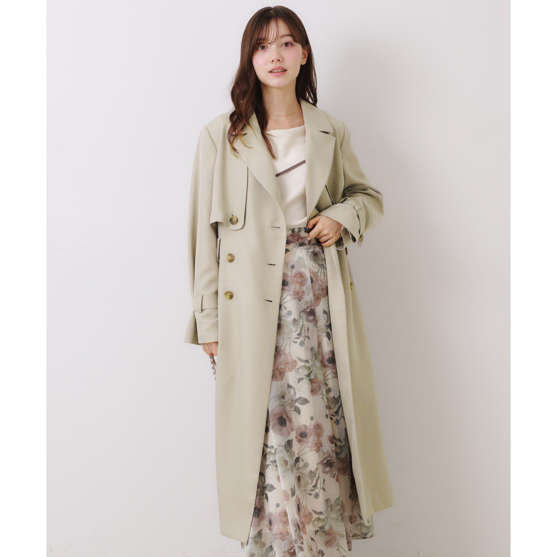 Couture broach「【撥水・通勤・大人可愛い】ロングトレンチ」|トレンチコート|