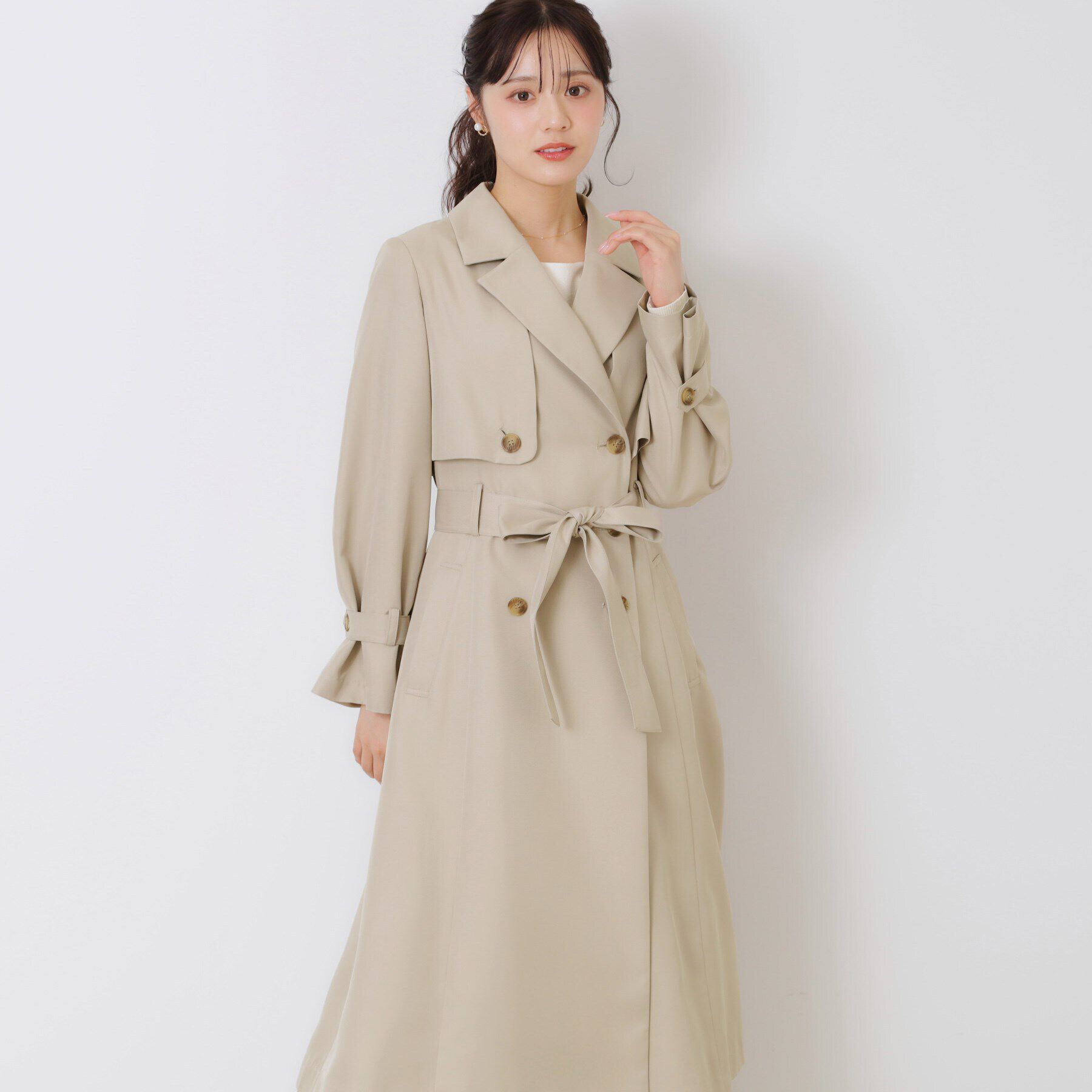 Couture broach「【撥水・通勤・大人可愛い】ロングトレンチ」|トレンチコート|