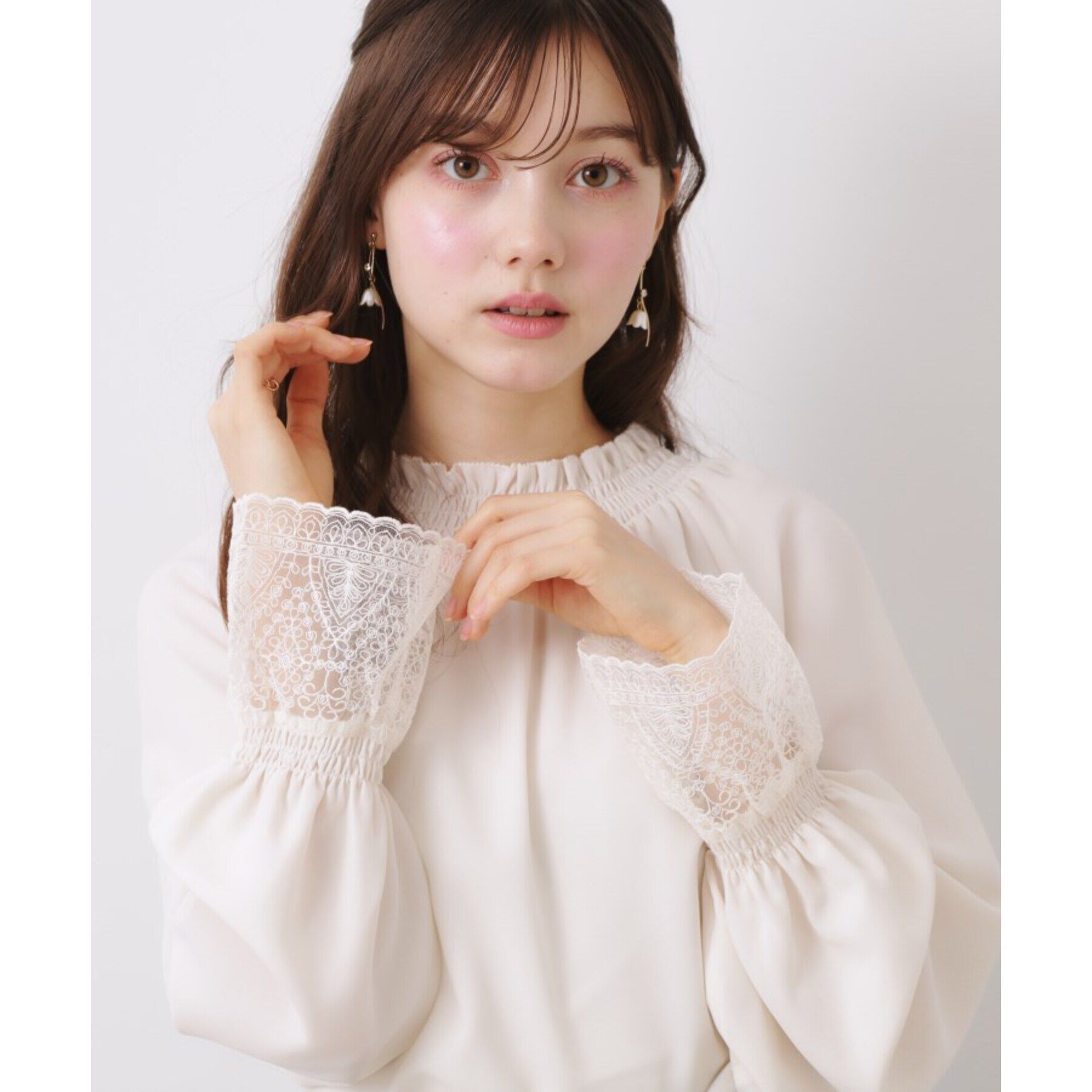 Couture broach「【大人可愛い・通勤】レースキャンディーシャーリングチュニック」|シャツ・ブラウス|