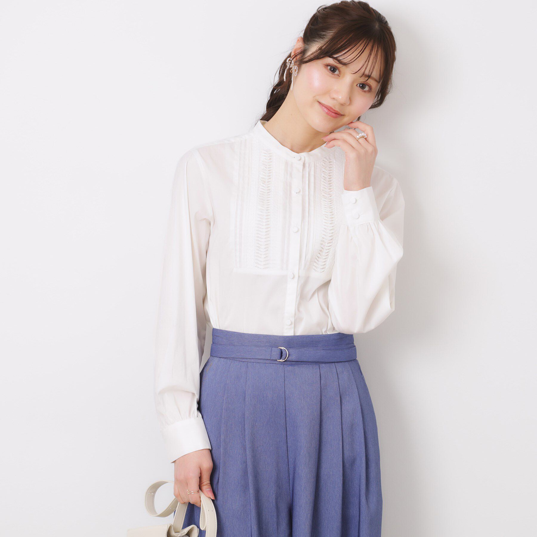 Couture broach「【きれいめ・通勤】ランダムタックレースシャツ」|シャツ・ブラウス|オフホワイト(003