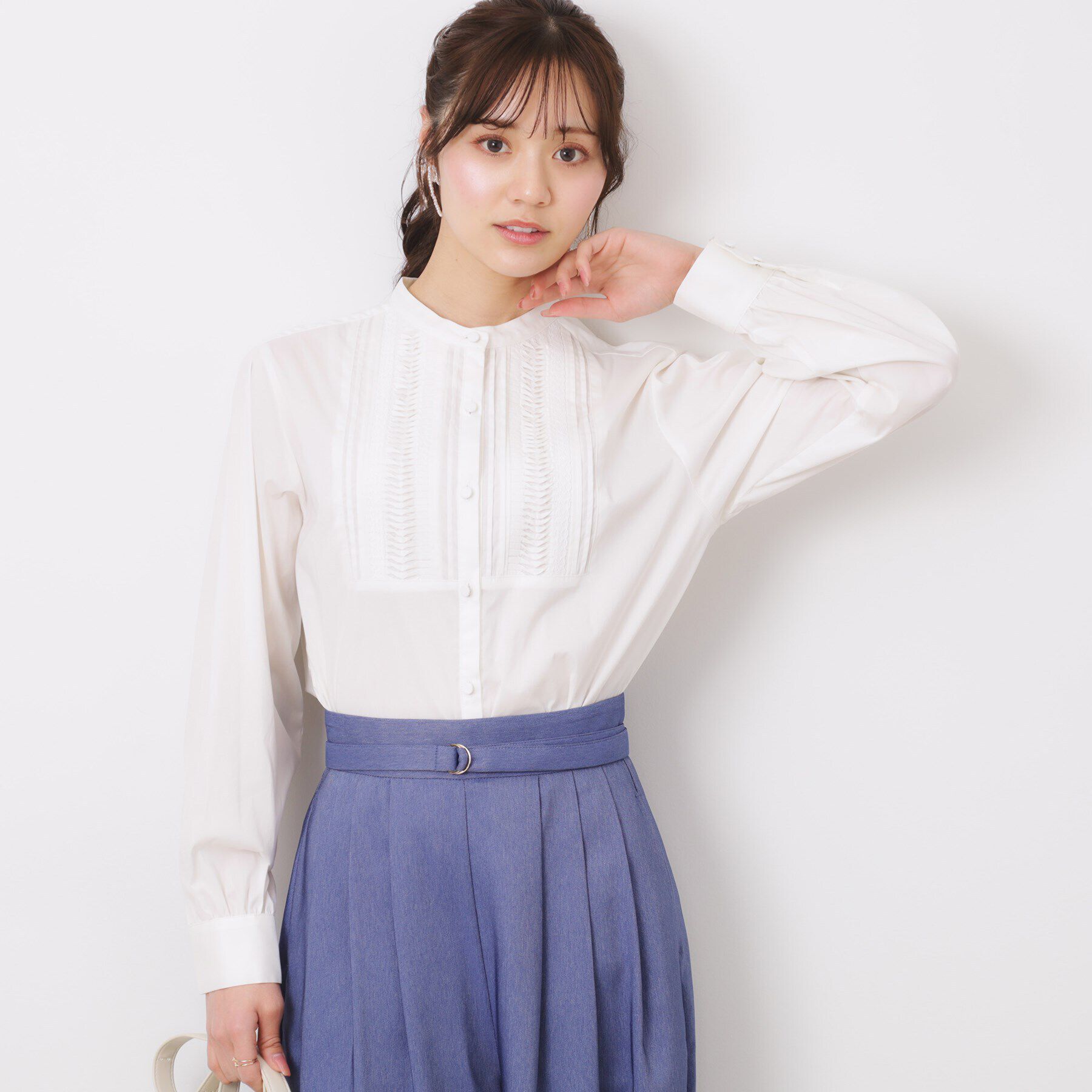 Couture broach「【きれいめ・通勤】ランダムタックレースシャツ」|シャツ・ブラウス|