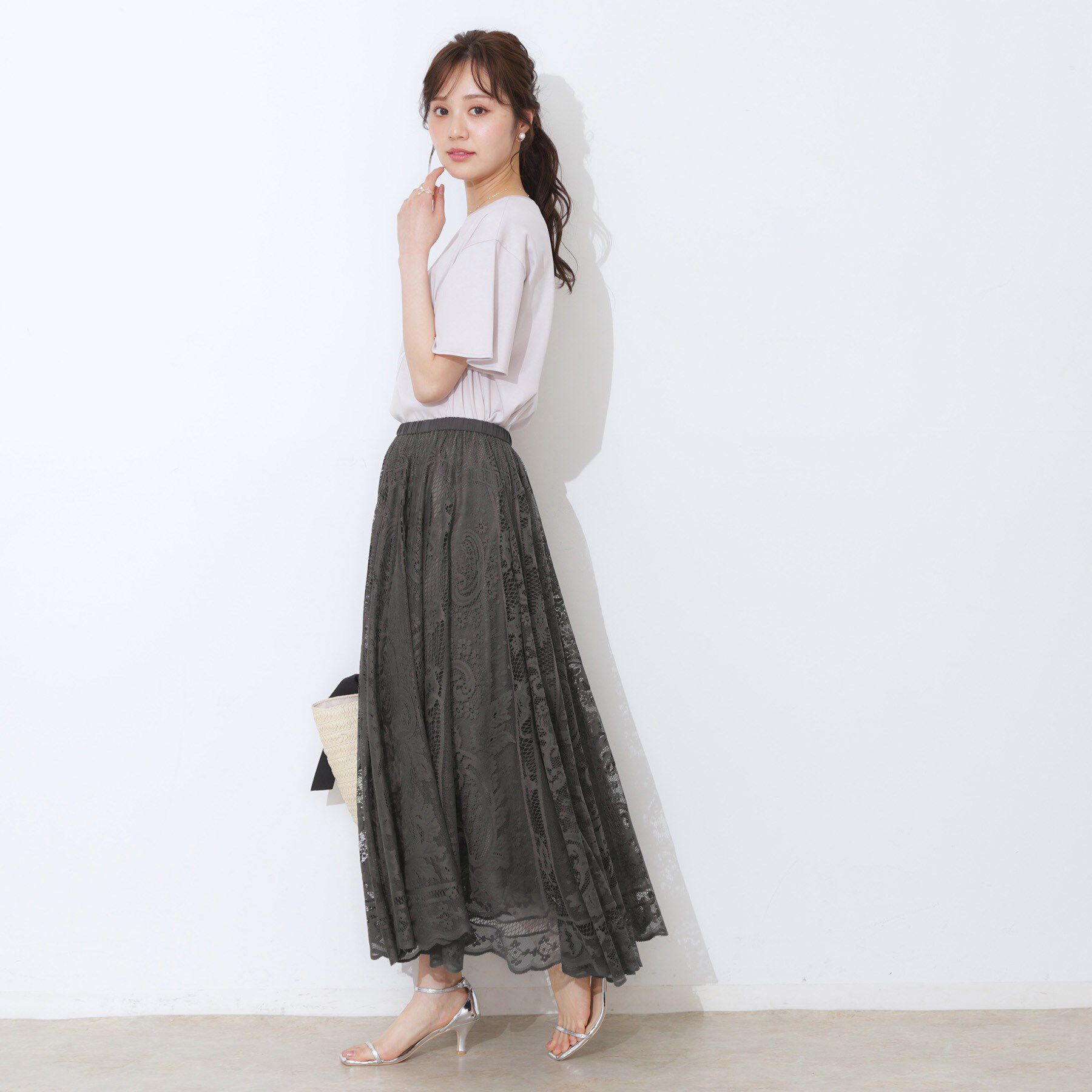 Couture broach「【上品・通勤】サークルレーススカート」|スカート|