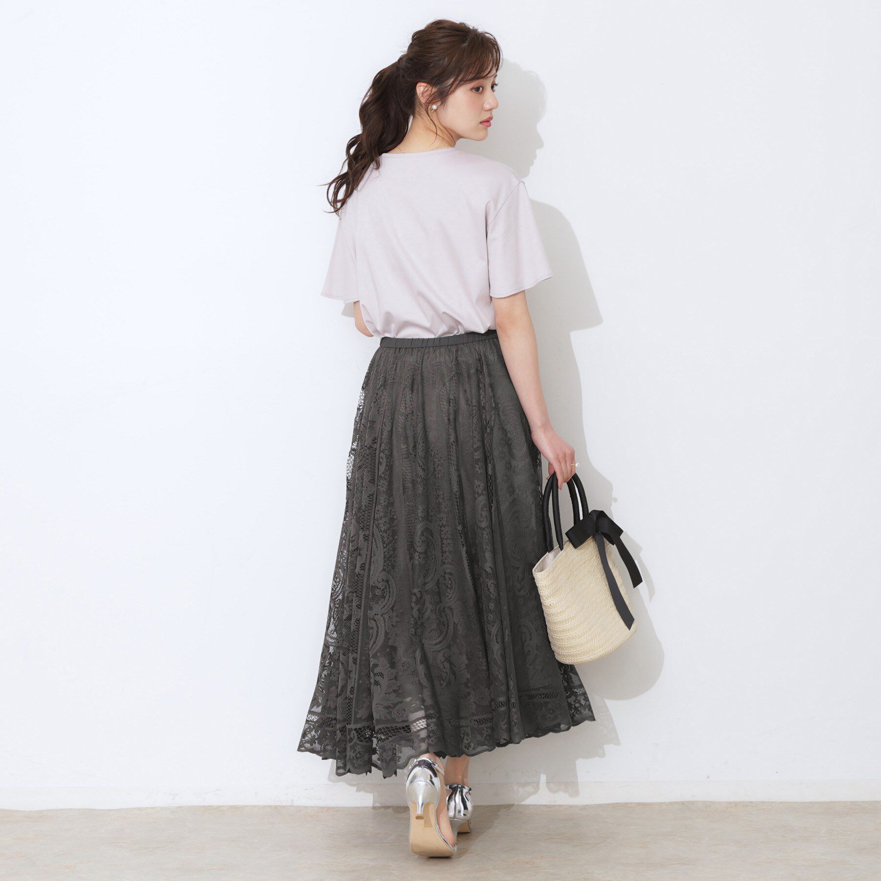 Couture broach「【上品・通勤】サークルレーススカート」|スカート|