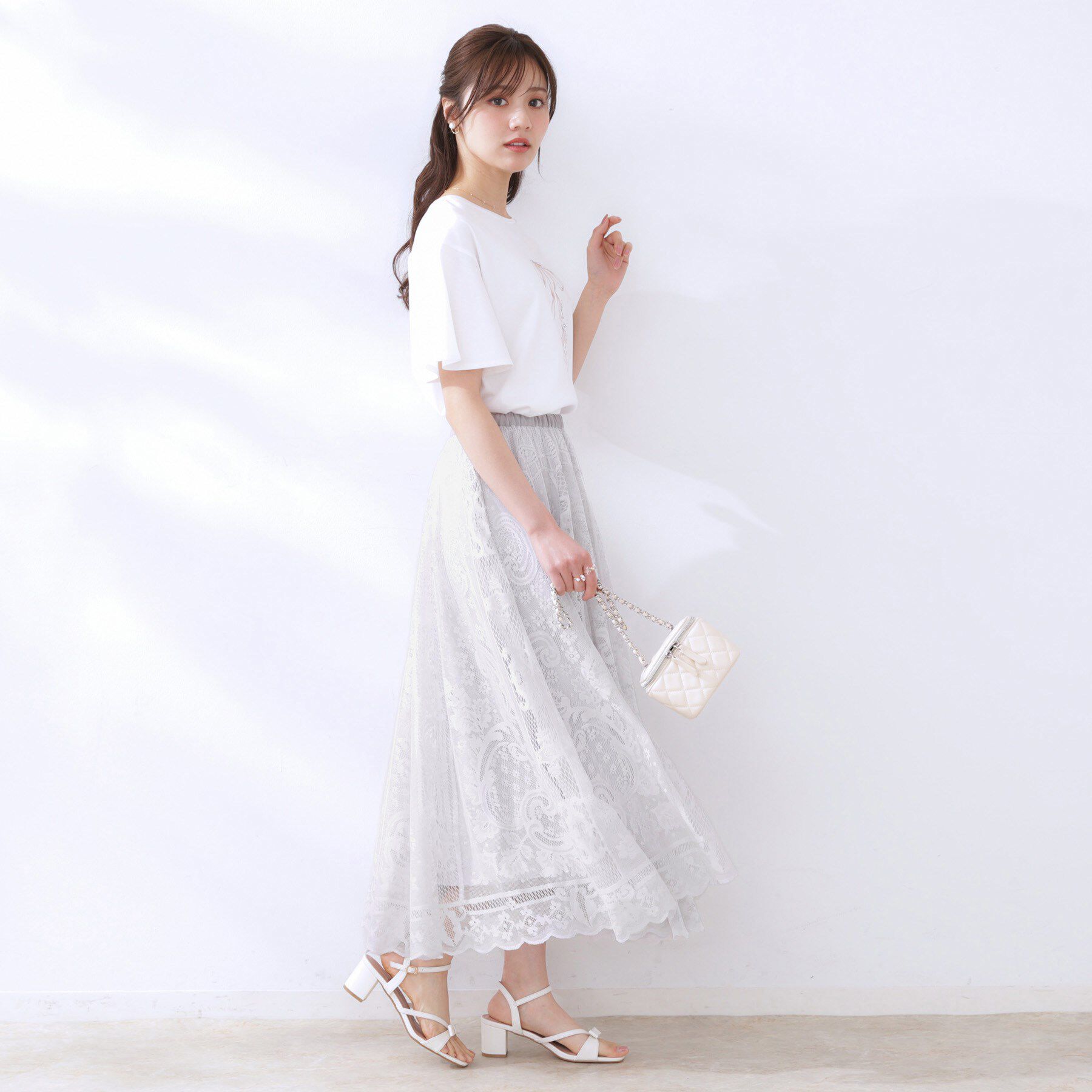 Couture broach「【上品・通勤】サークルレーススカート」|スカート|