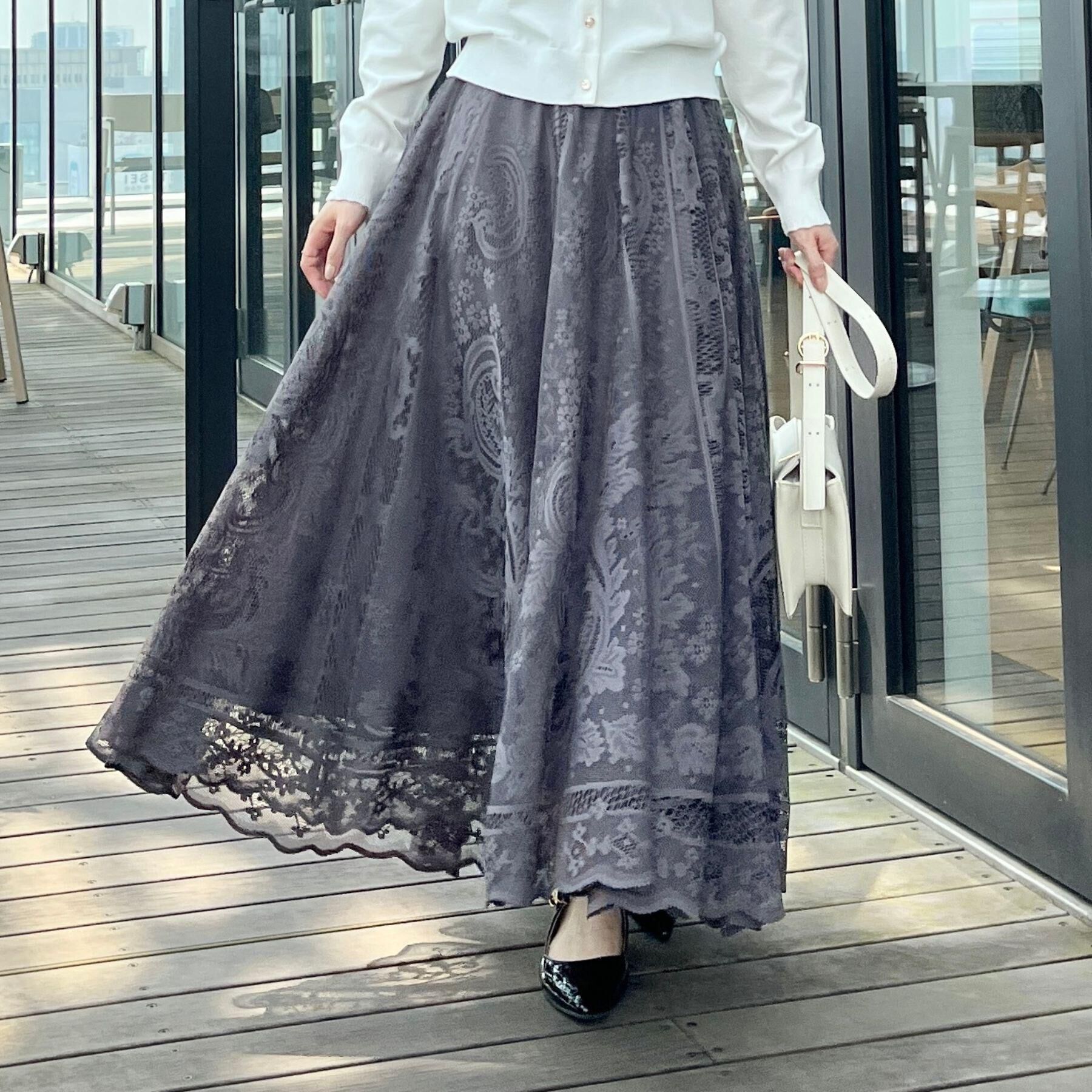 Couture broach「【上品・通勤】サークルレーススカート」|スカート|