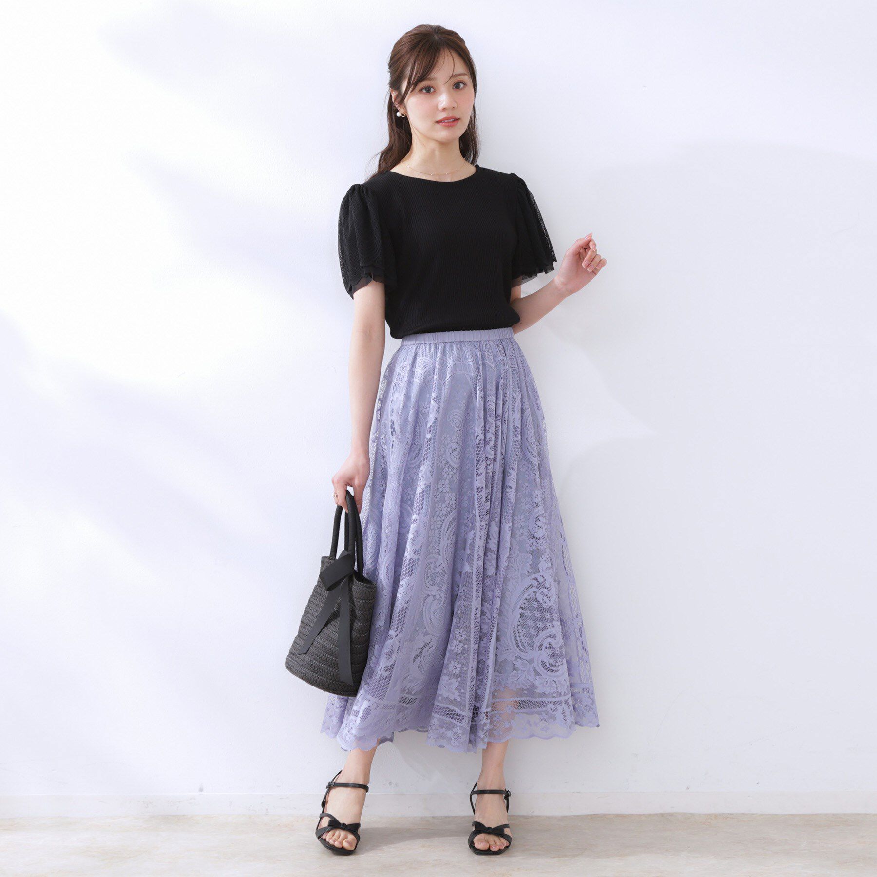 Couture broach「【上品・通勤】サークルレーススカート」|スカート|