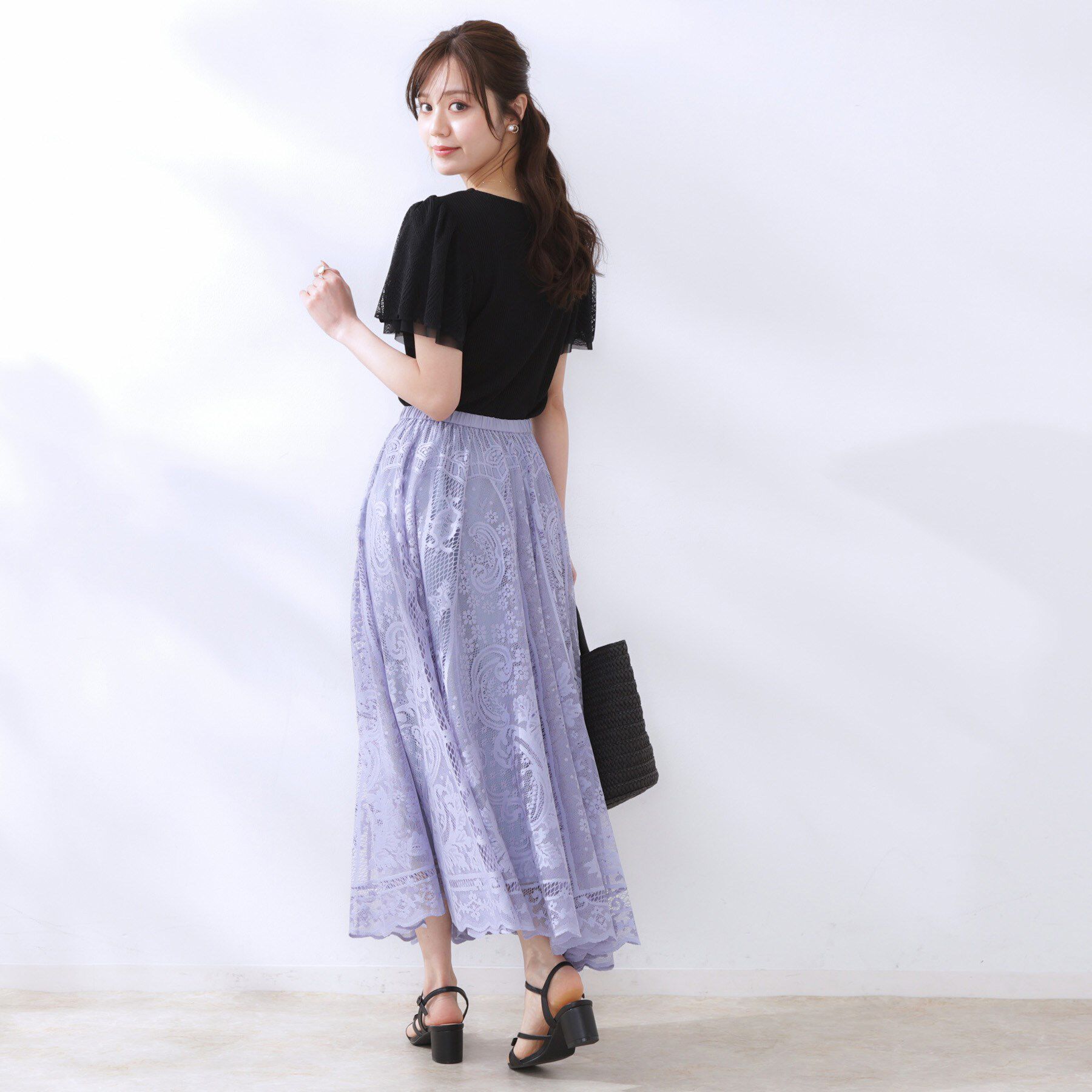 Couture broach「【上品・通勤】サークルレーススカート」|スカート|