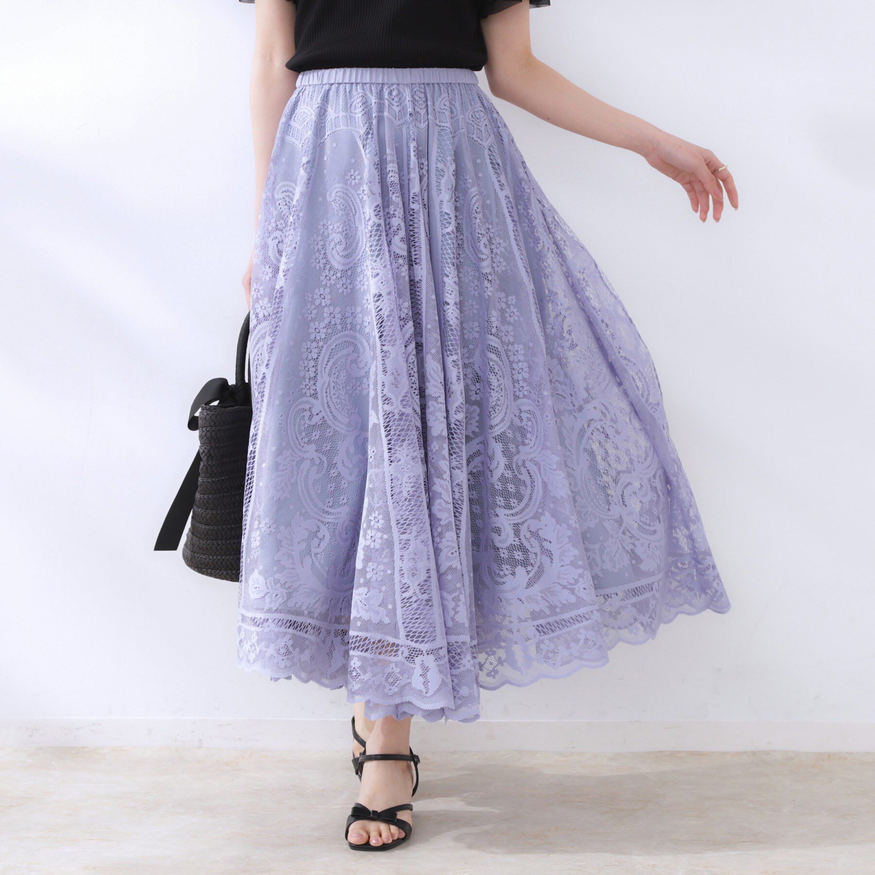 Couture broach「【上品・通勤】サークルレーススカート」|スカート|