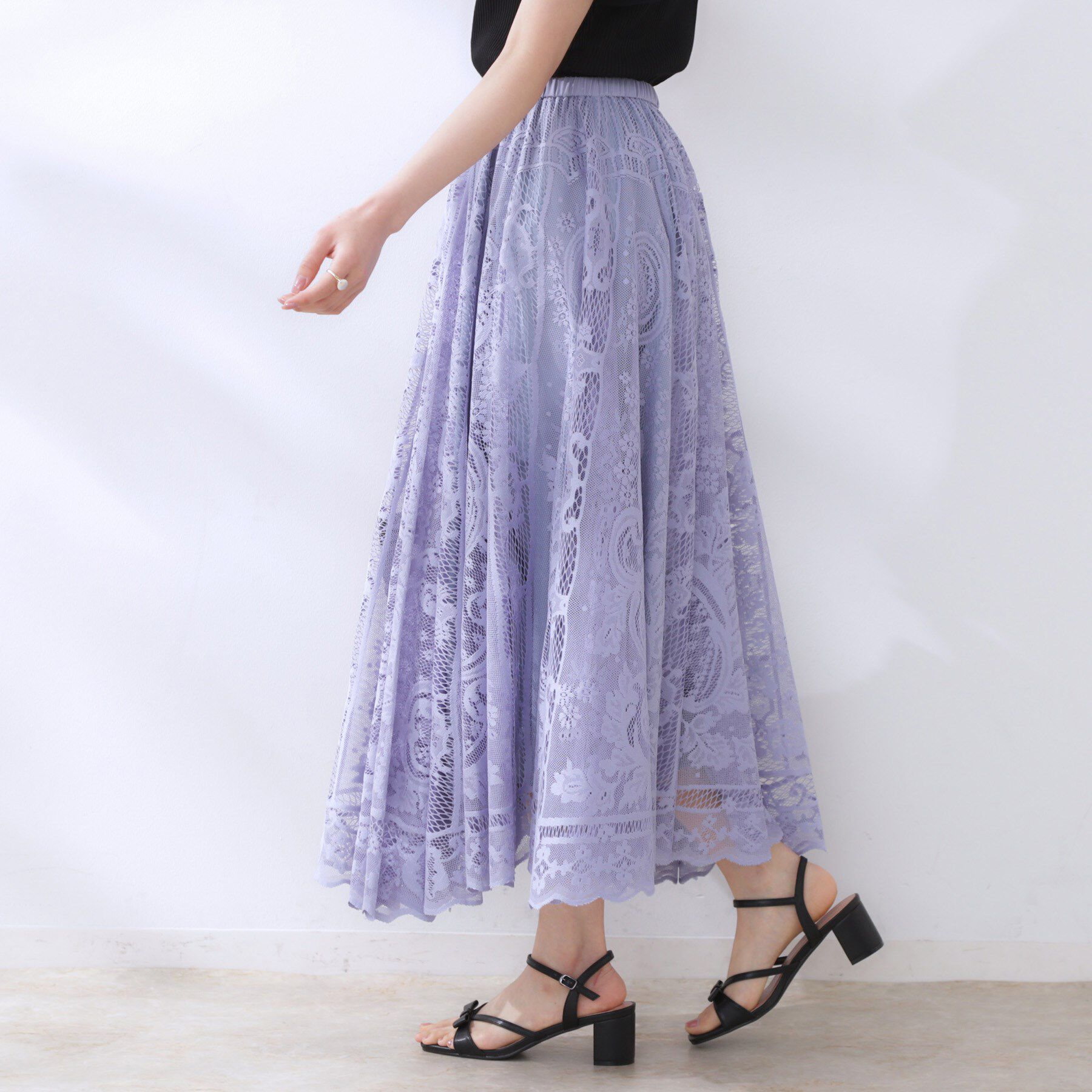 Couture broach「【上品・通勤】サークルレーススカート」|スカート|