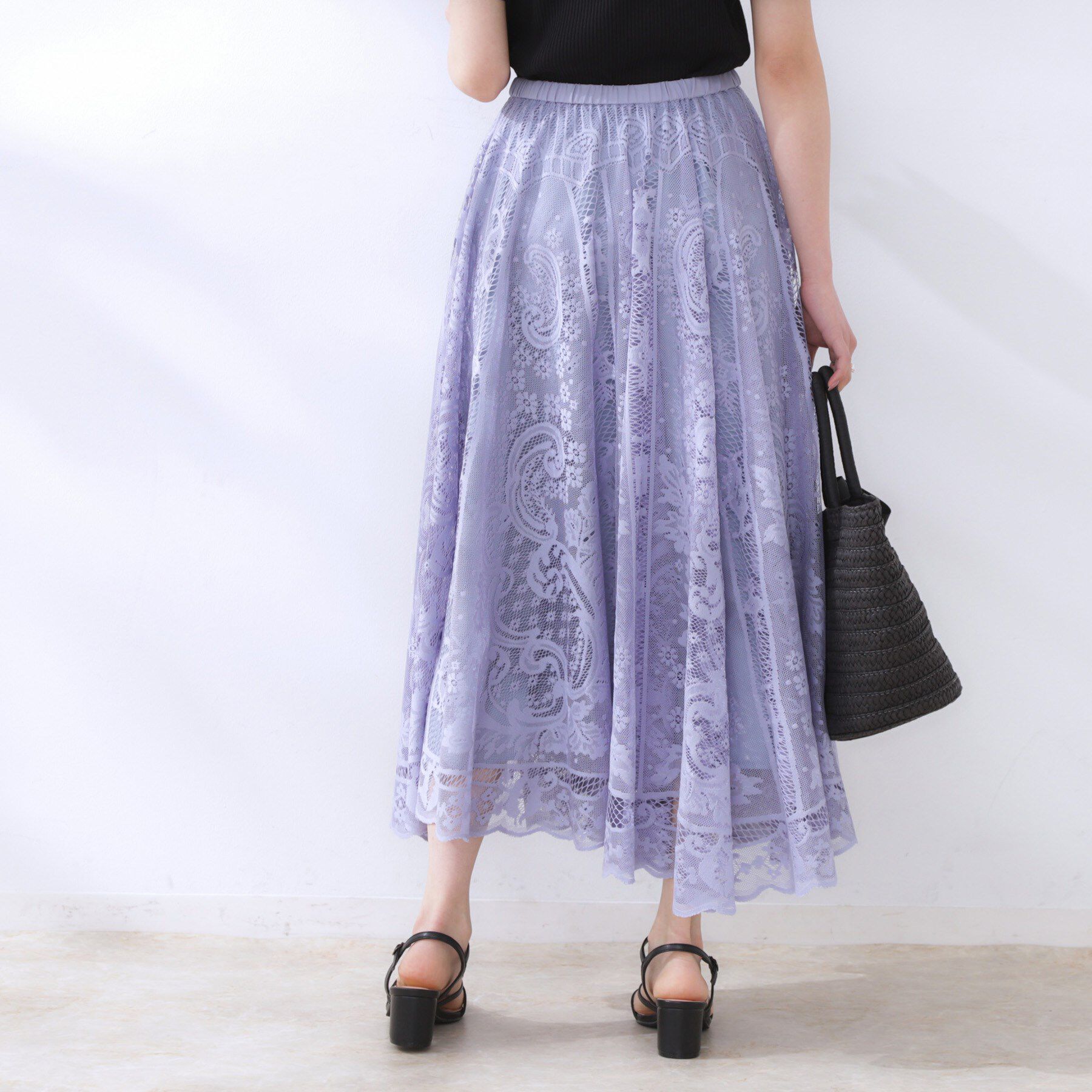 Couture broach「【上品・通勤】サークルレーススカート」|スカート|