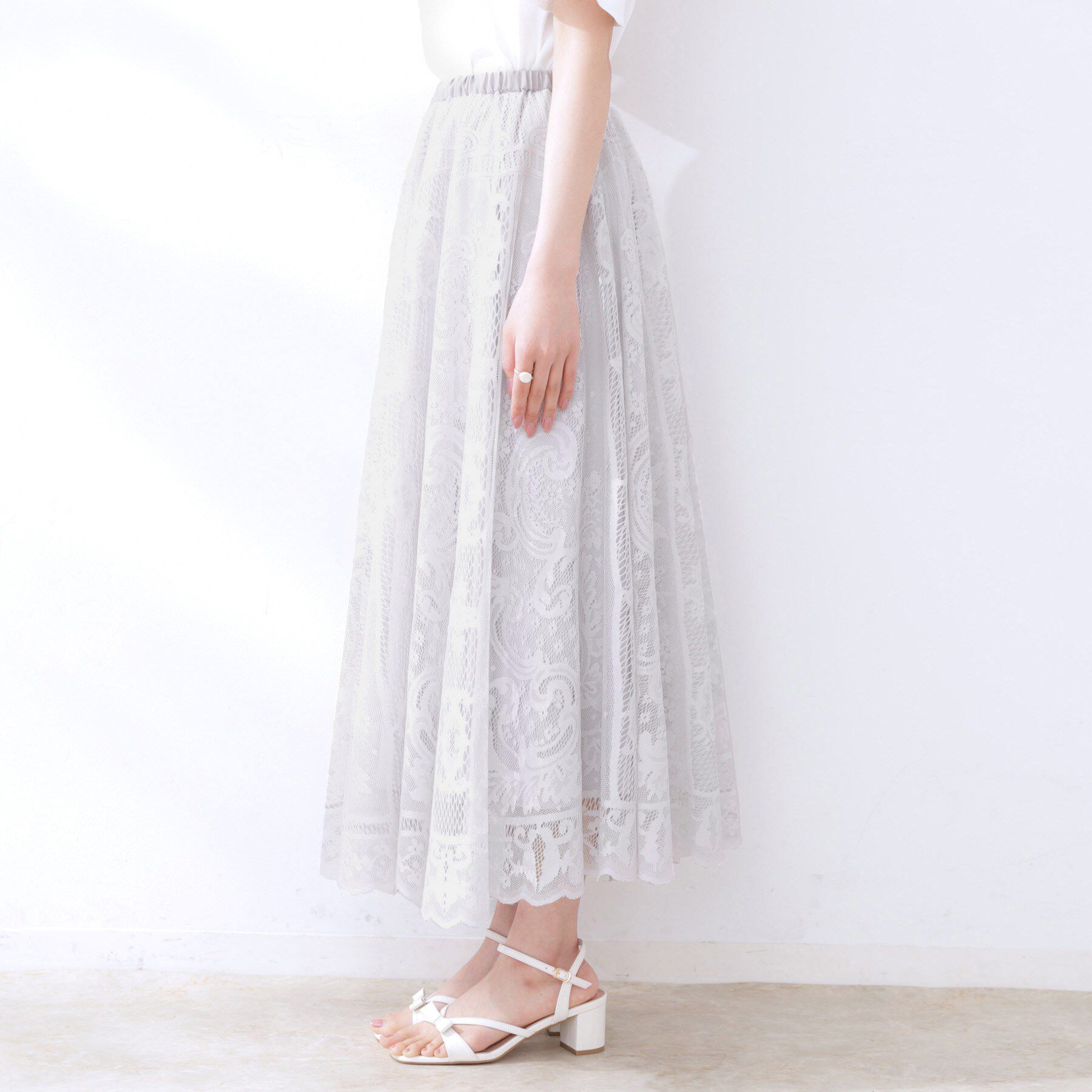 Couture broach「【上品・通勤】サークルレーススカート」|スカート|