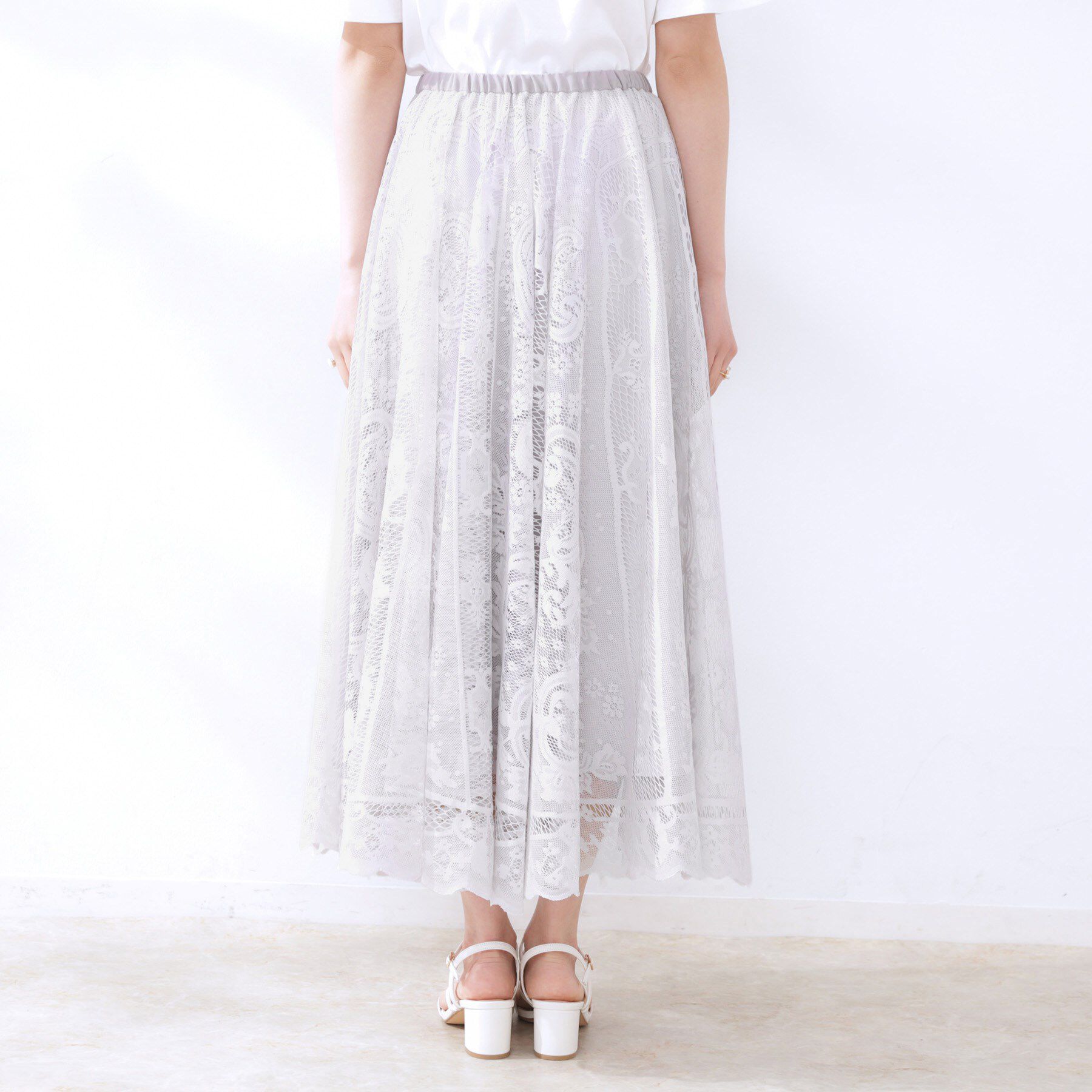 Couture broach「【上品・通勤】サークルレーススカート」|スカート|