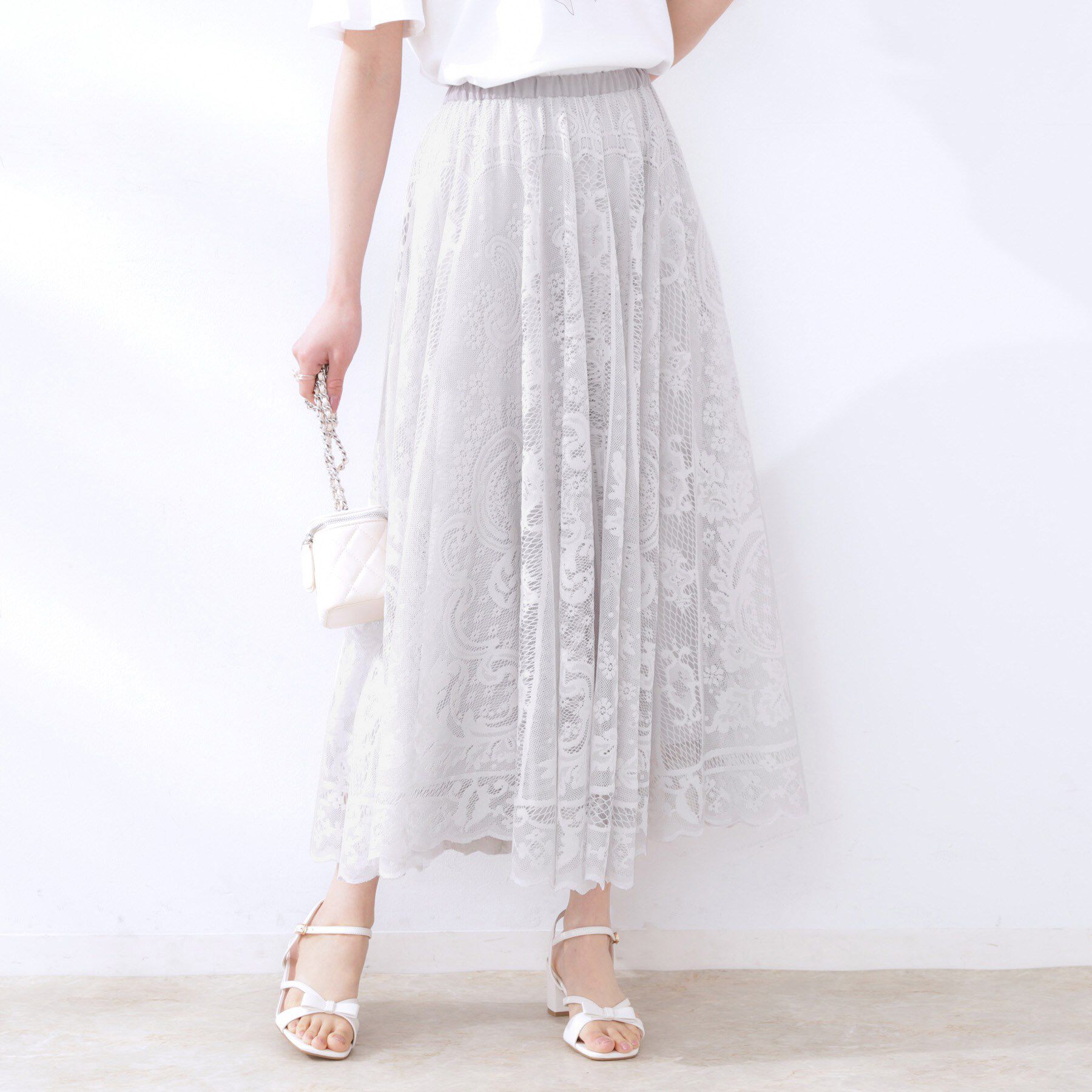 Couture broach「【上品・通勤】サークルレーススカート」|スカート|