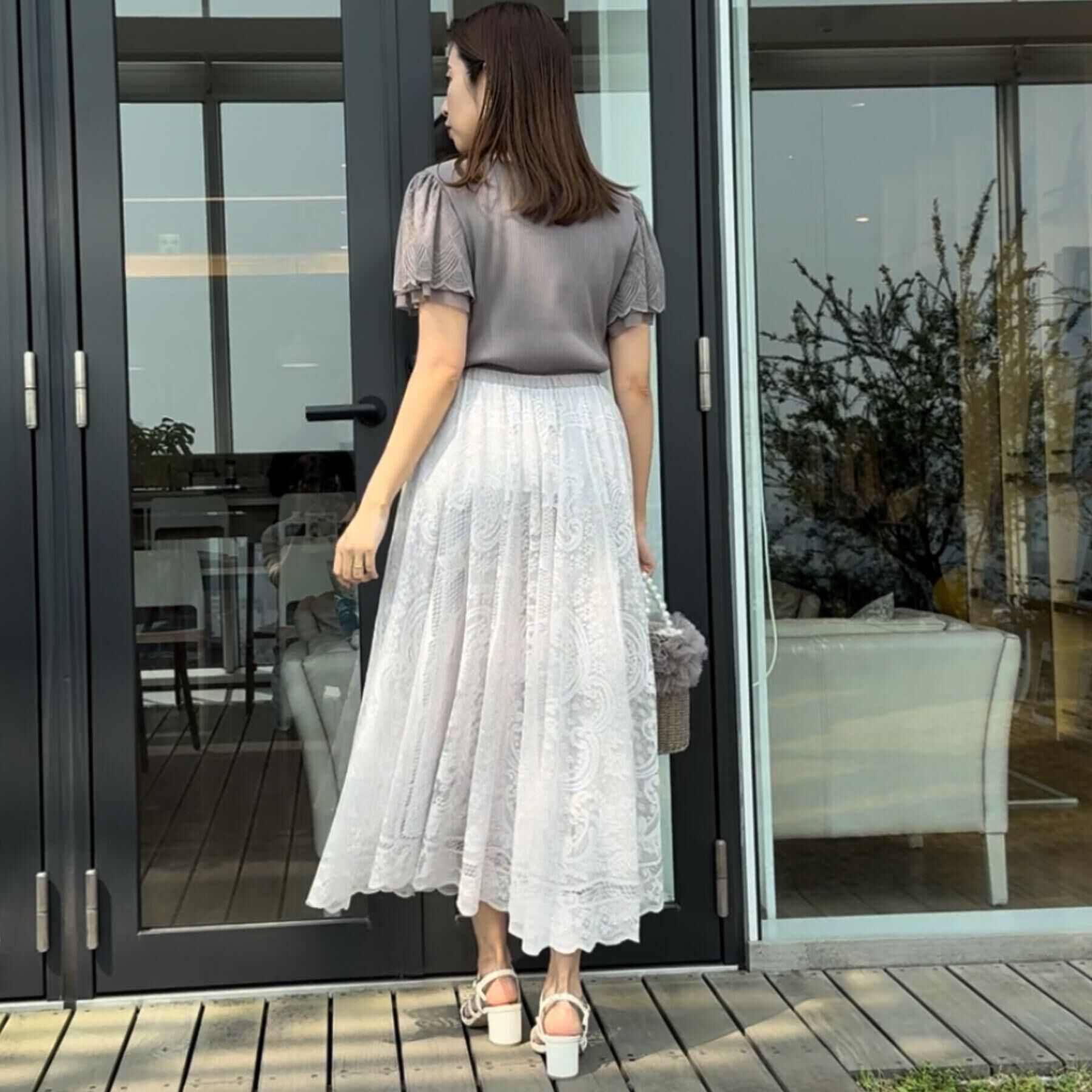 Couture broach「【上品・通勤】サークルレーススカート」|スカート|