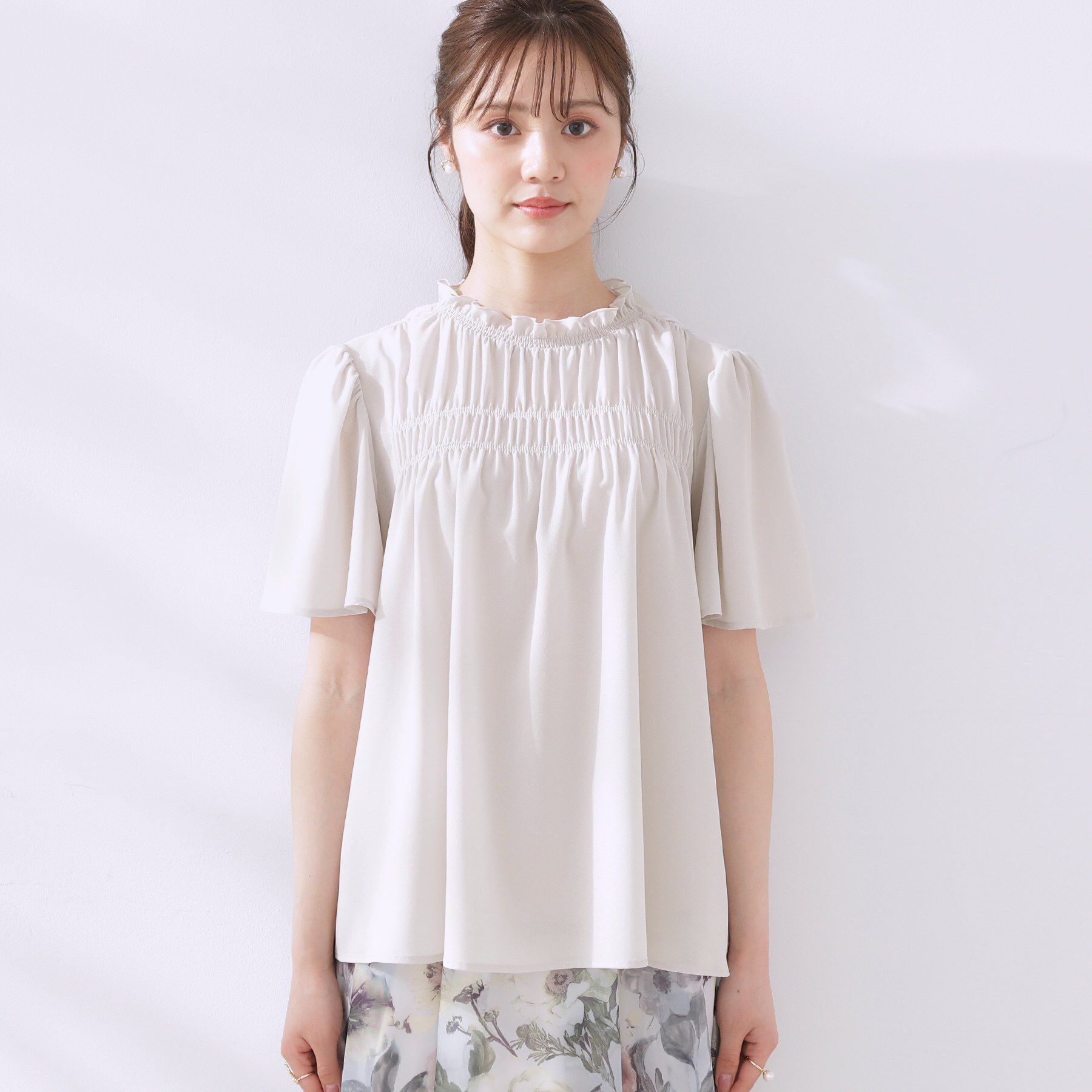 Couture broach「【二の腕カバー・通勤】シャーリングシアーブラウス」|シャツ・ブラウス|