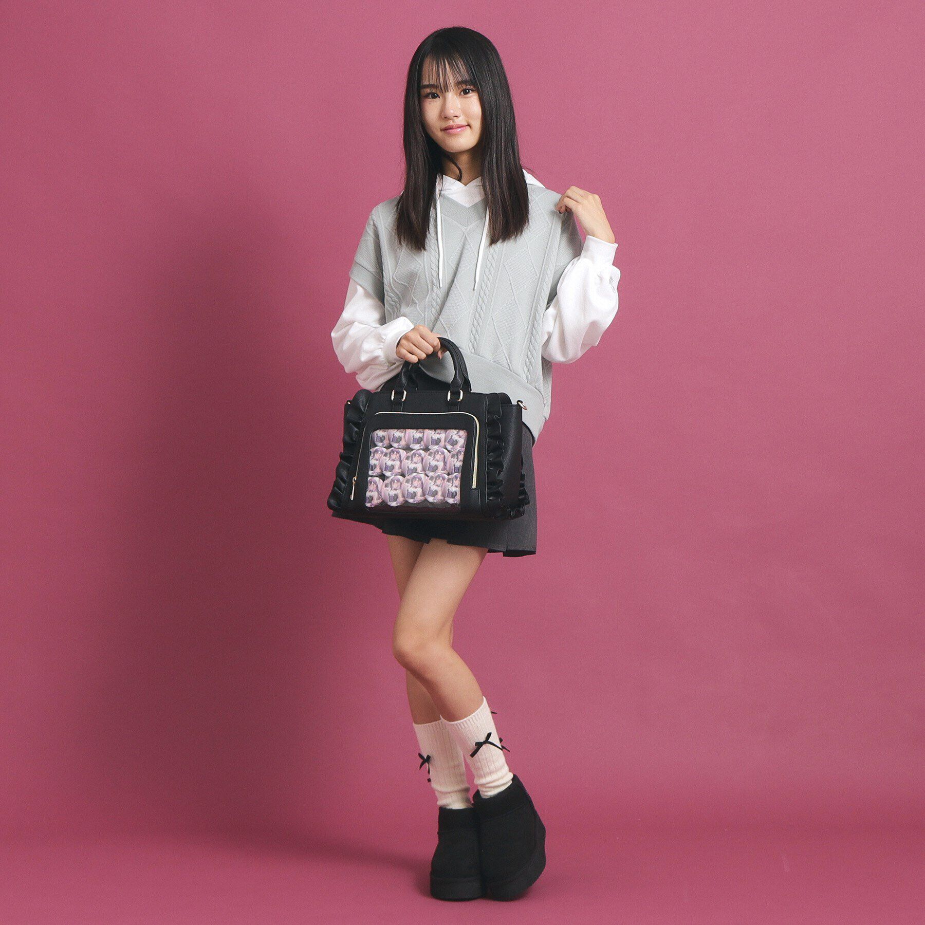 PINK-latte「【推し活】2WAYフリルバッグ」|トートバッグ|