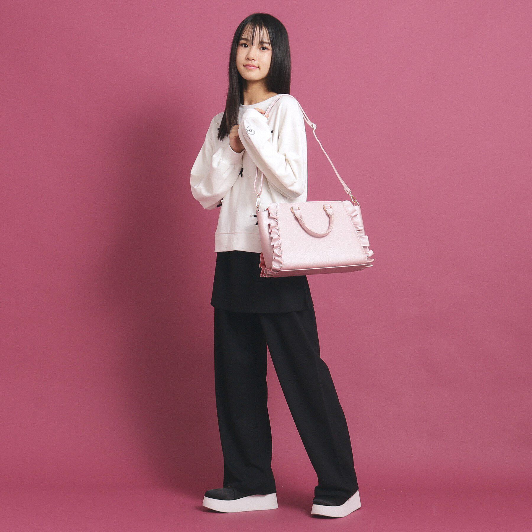 PINK-latte「【推し活】2WAYフリルバッグ」|トートバッグ|
