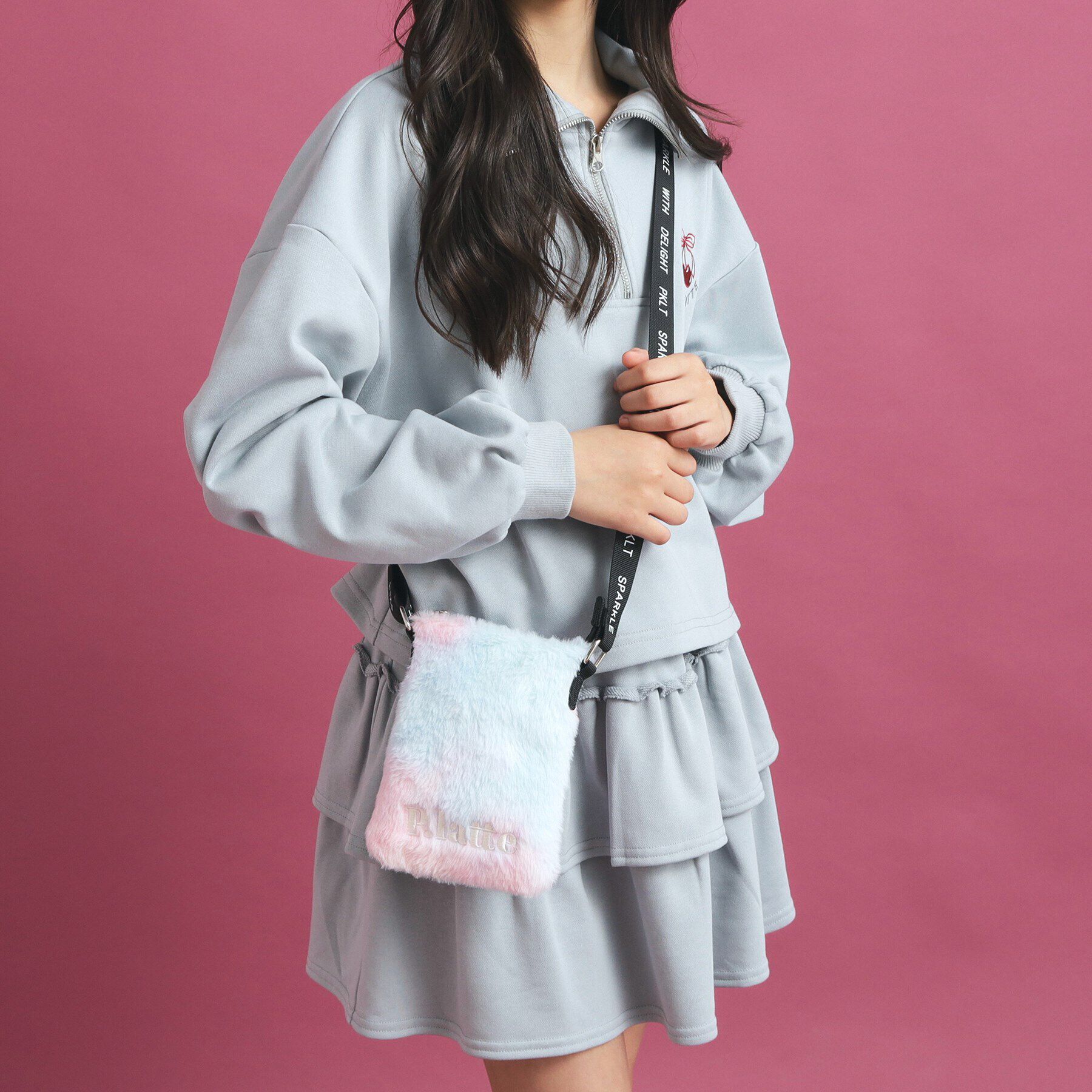 PINK-latte「タテ型ファーショルダー」|ショルダー・メッセンジャー|パープル(181)