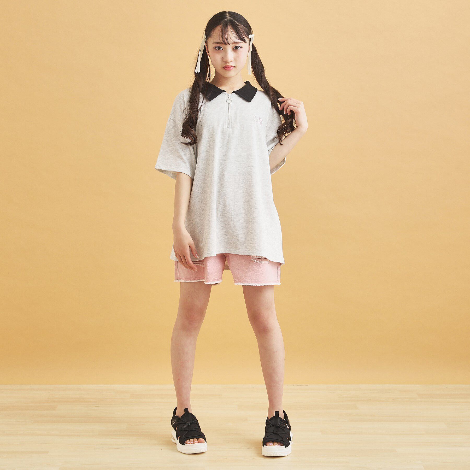 PINK-latte「ハーフジップ衿付きTシャツ」|Tシャツ・カットソー|