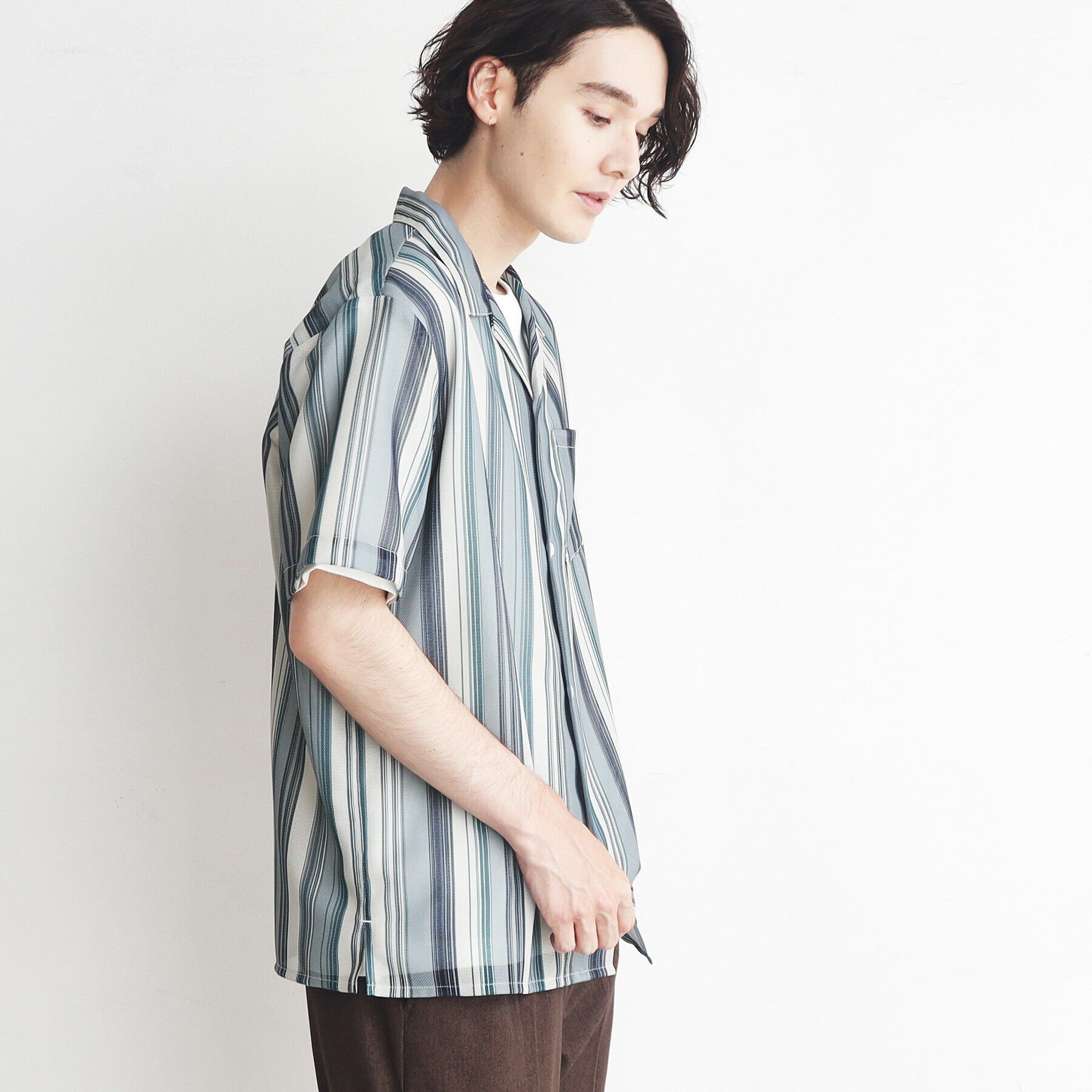 THE SHOP TK「【通気性◎/軽量】カラミシアーシャツ ストライプ／プレーン」|シャツ・ブラウス|