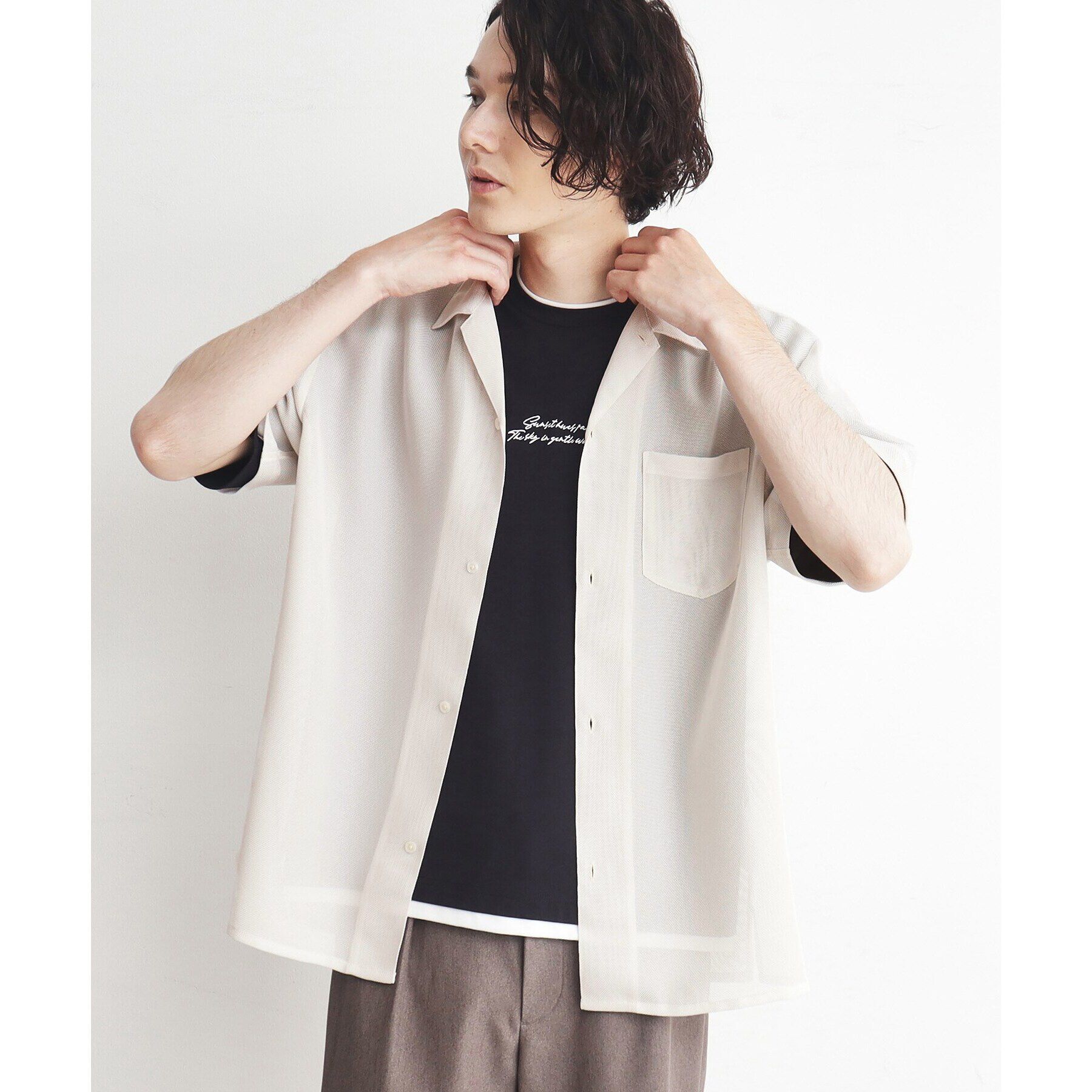 THE SHOP TK「【通気性◎/軽量】カラミシアーシャツ ストライプ／プレーン」|シャツ・ブラウス|