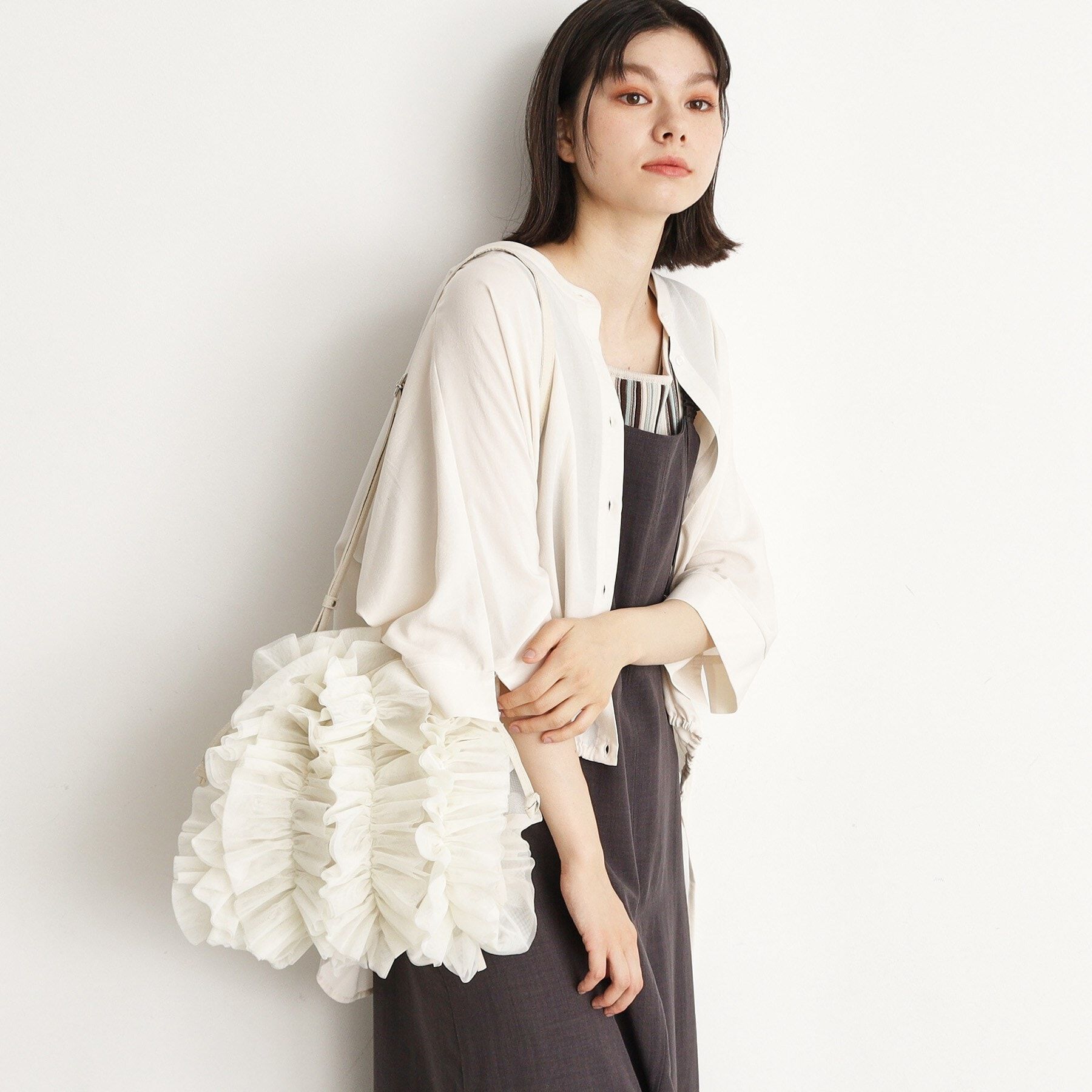 THE SHOP TK「フリルチュール巾着バッグ」|トートバッグ|