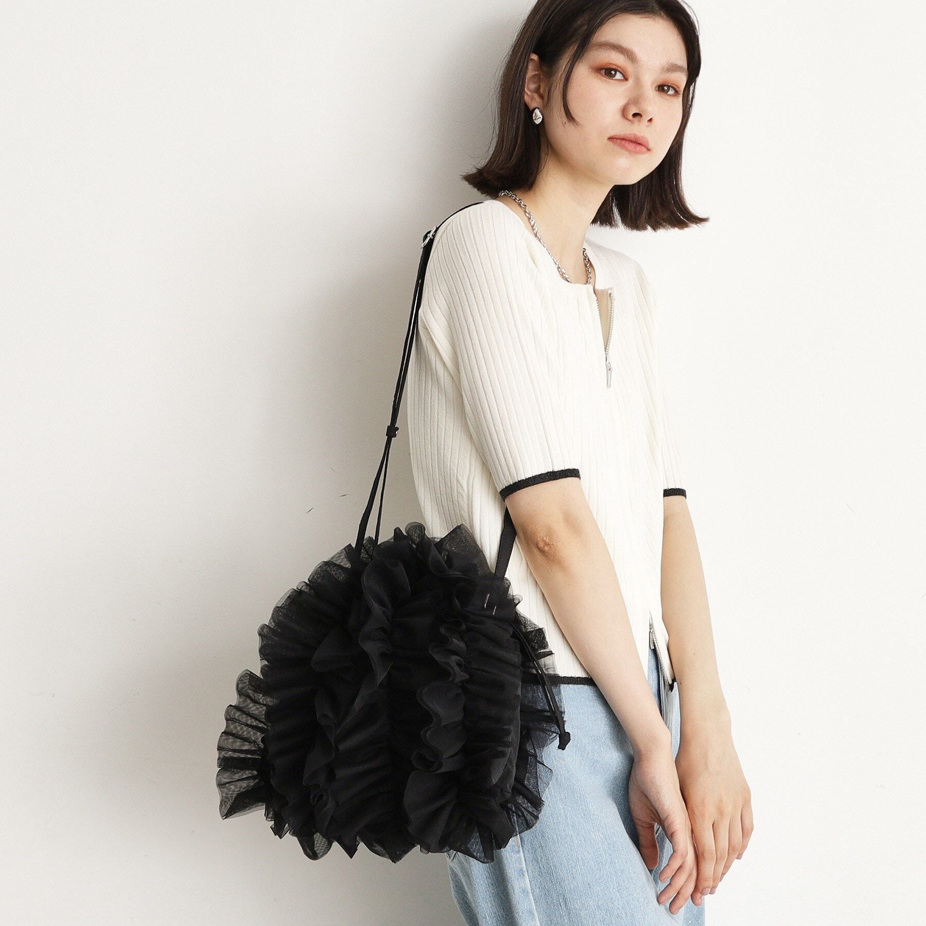 THE SHOP TK「フリルチュール巾着バッグ」|トートバッグ|