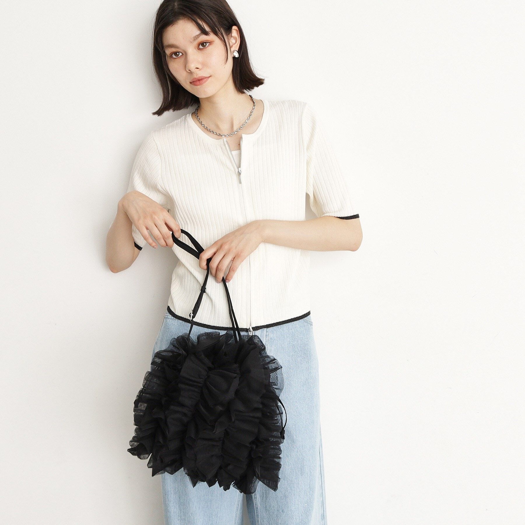 THE SHOP TK「フリルチュール巾着バッグ」|トートバッグ|