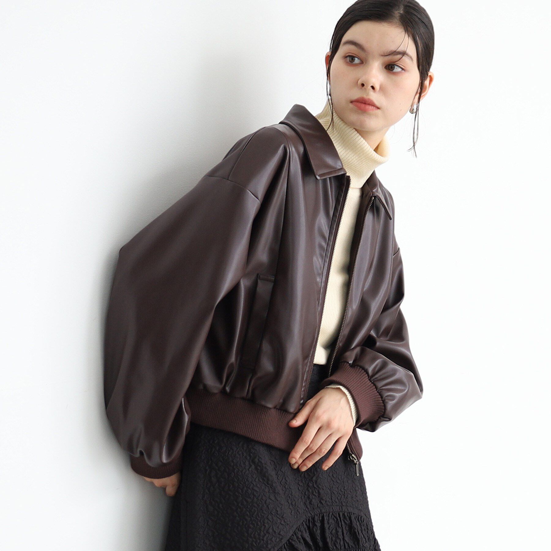 THE SHOP TK「【ヒルナンデス！で紹介】合皮リブブルゾン /環境に優しい」|ブルゾン・スタジャン|