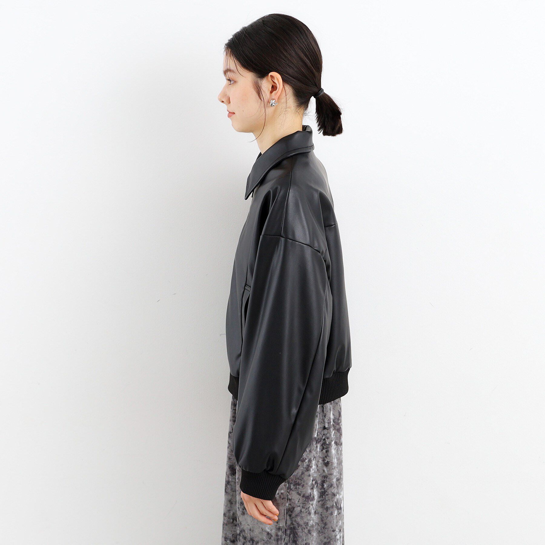 THE SHOP TK「【ヒルナンデス！で紹介】合皮リブブルゾン /環境に優しい」|ブルゾン・スタジャン|