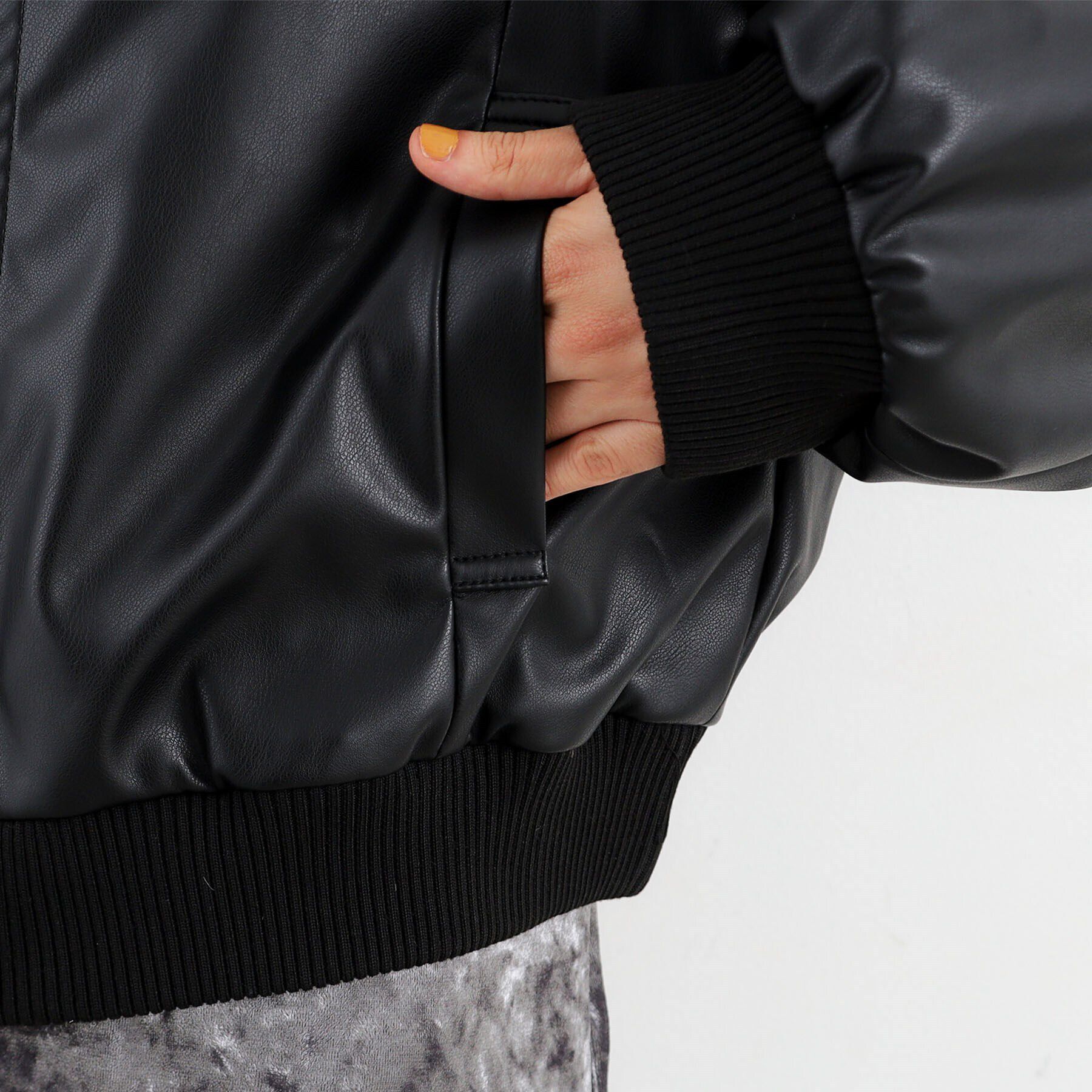 THE SHOP TK「【ヒルナンデス！で紹介】合皮リブブルゾン /環境に優しい」|ブルゾン・スタジャン|