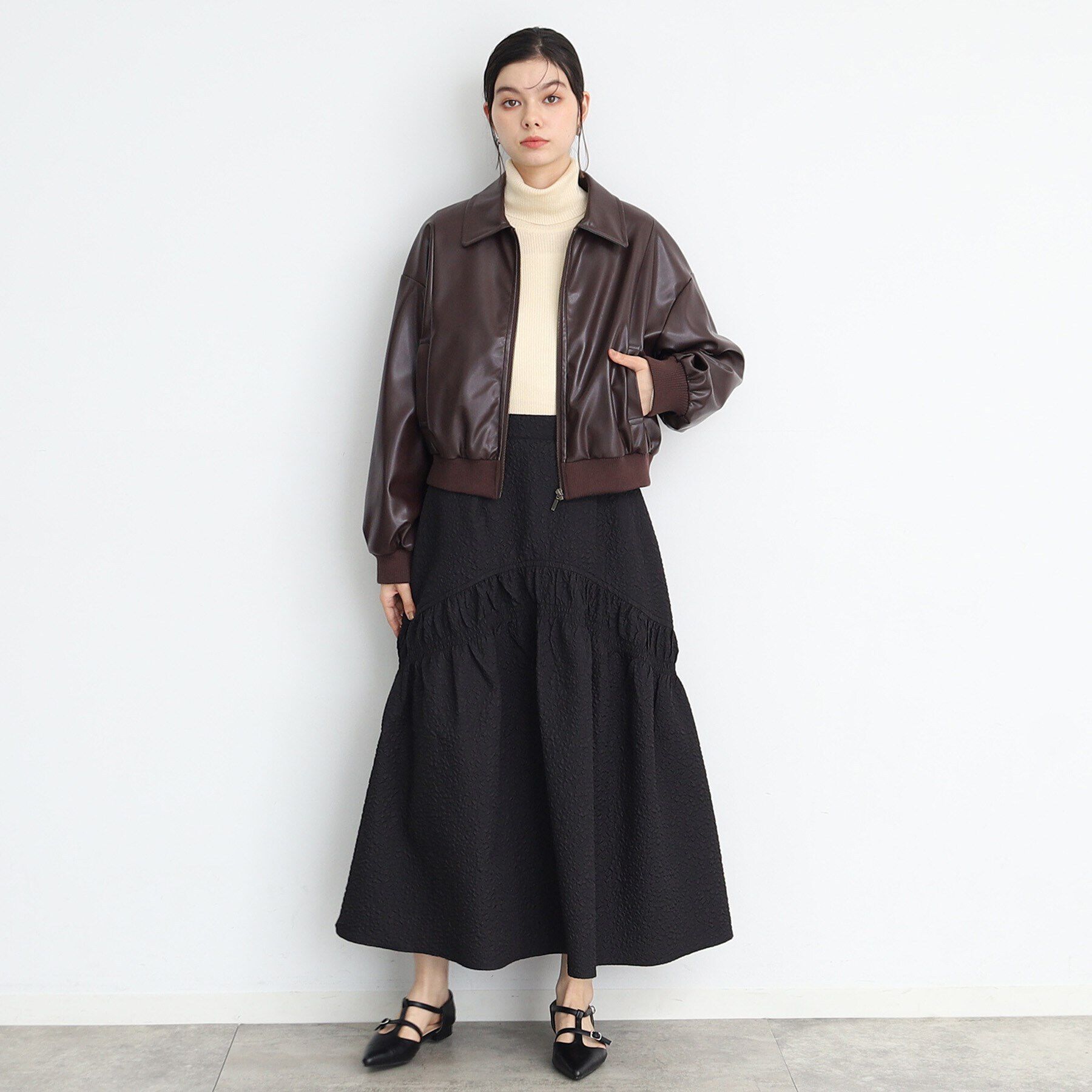 THE SHOP TK「【ヒルナンデス！で紹介】合皮リブブルゾン /環境に優しい」|ブルゾン・スタジャン|