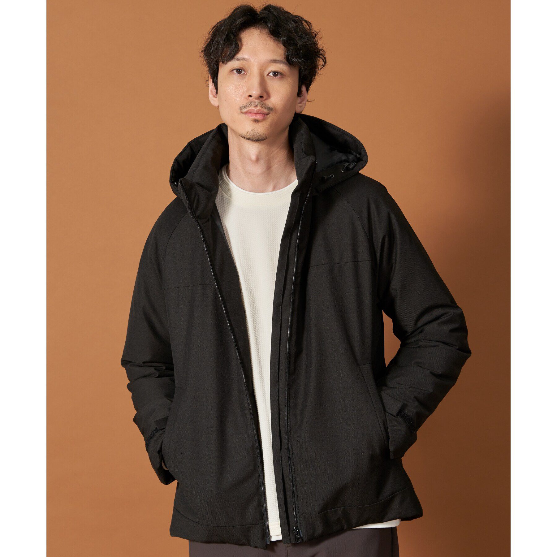 THE SHOP TK「SORONA中綿フードブルゾン 蓄熱／保温／洗える／防風／撥水／ビジネス対応可」|ダウン|ブラック(019)