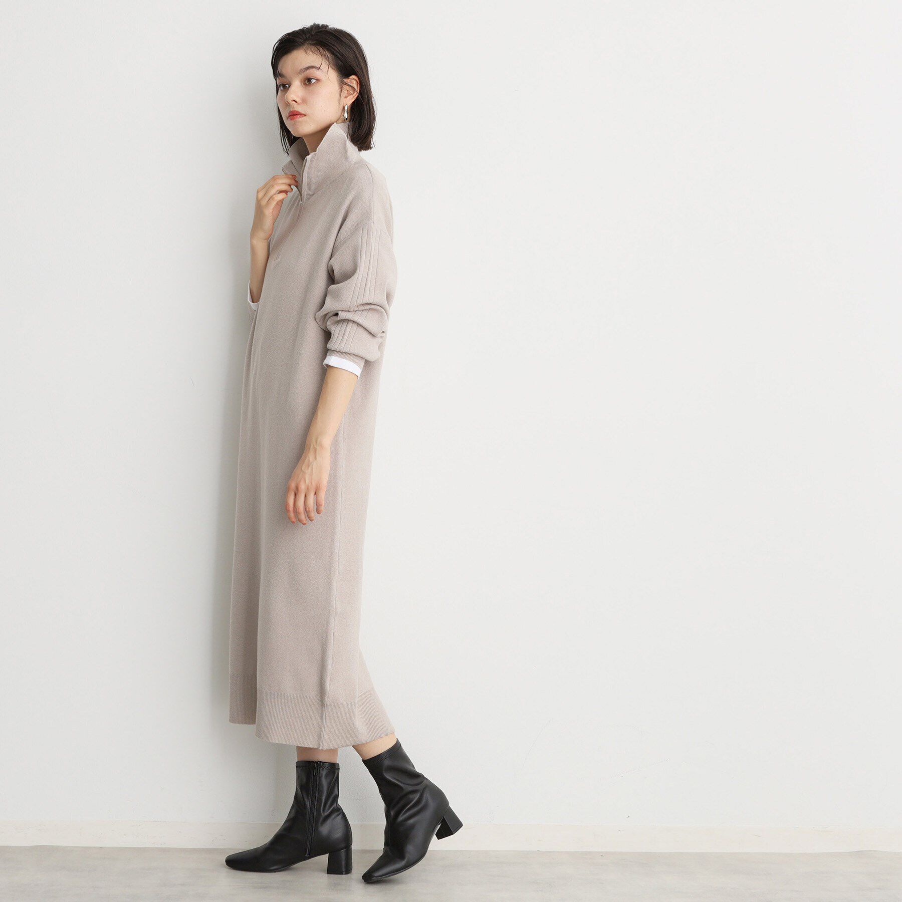 THE SHOP TK「【毛玉になりにくい/静電気防止】ハーフジップワンピース/洗える」|ワンピース|