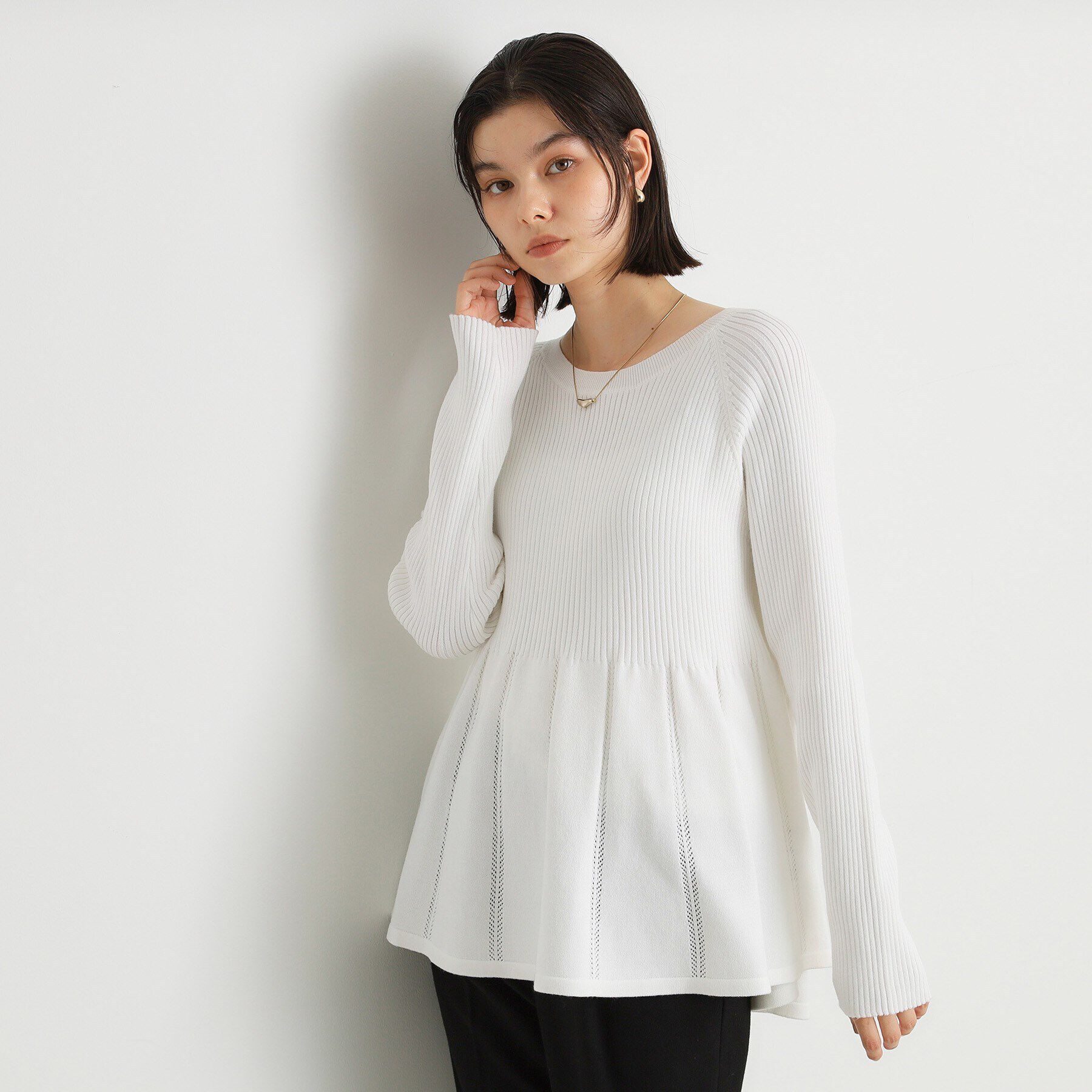 THE SHOP TK「切り替えペプラムニット【洗える】」|ニット・セーター|