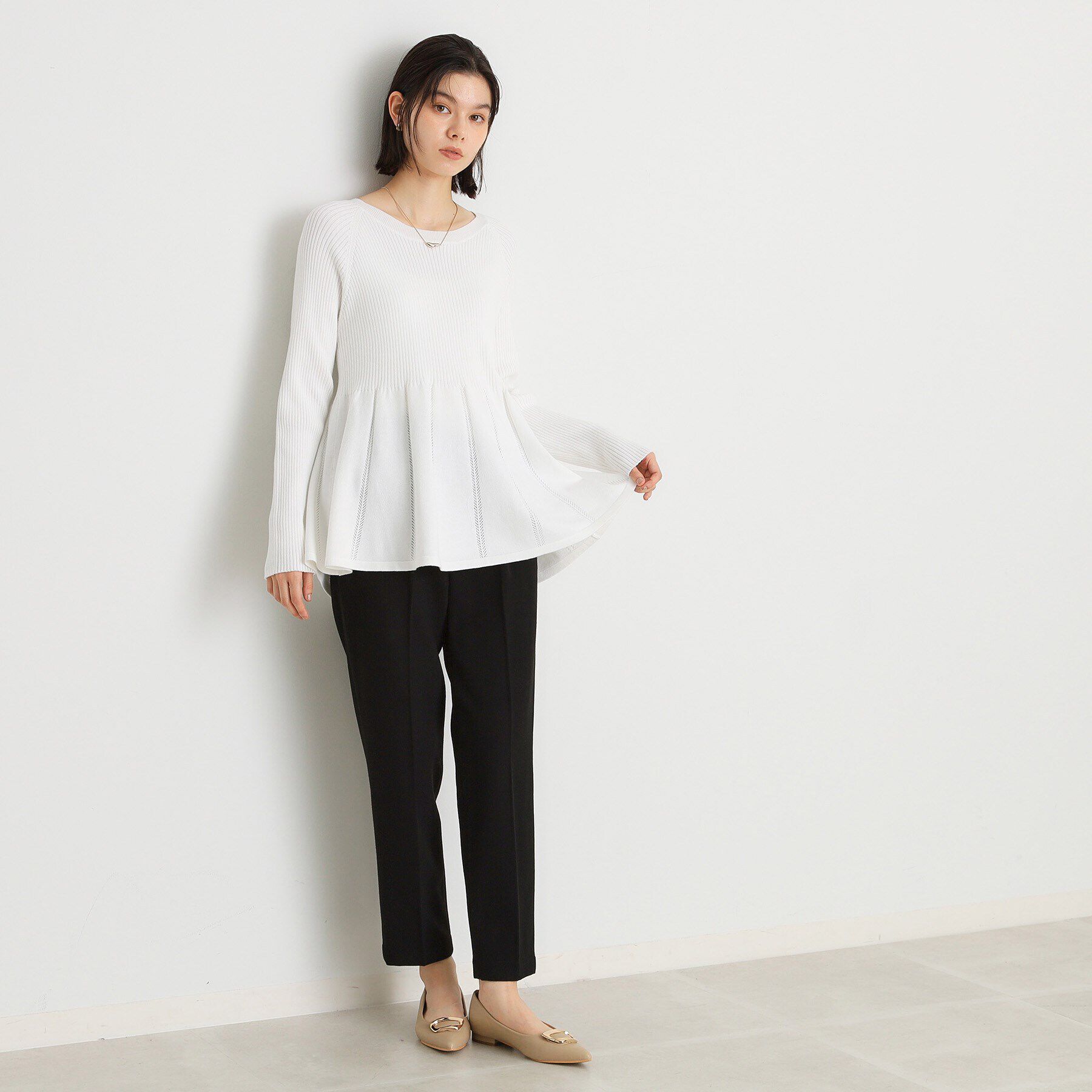 THE SHOP TK「切り替えペプラムニット【洗える】」|ニット・セーター|