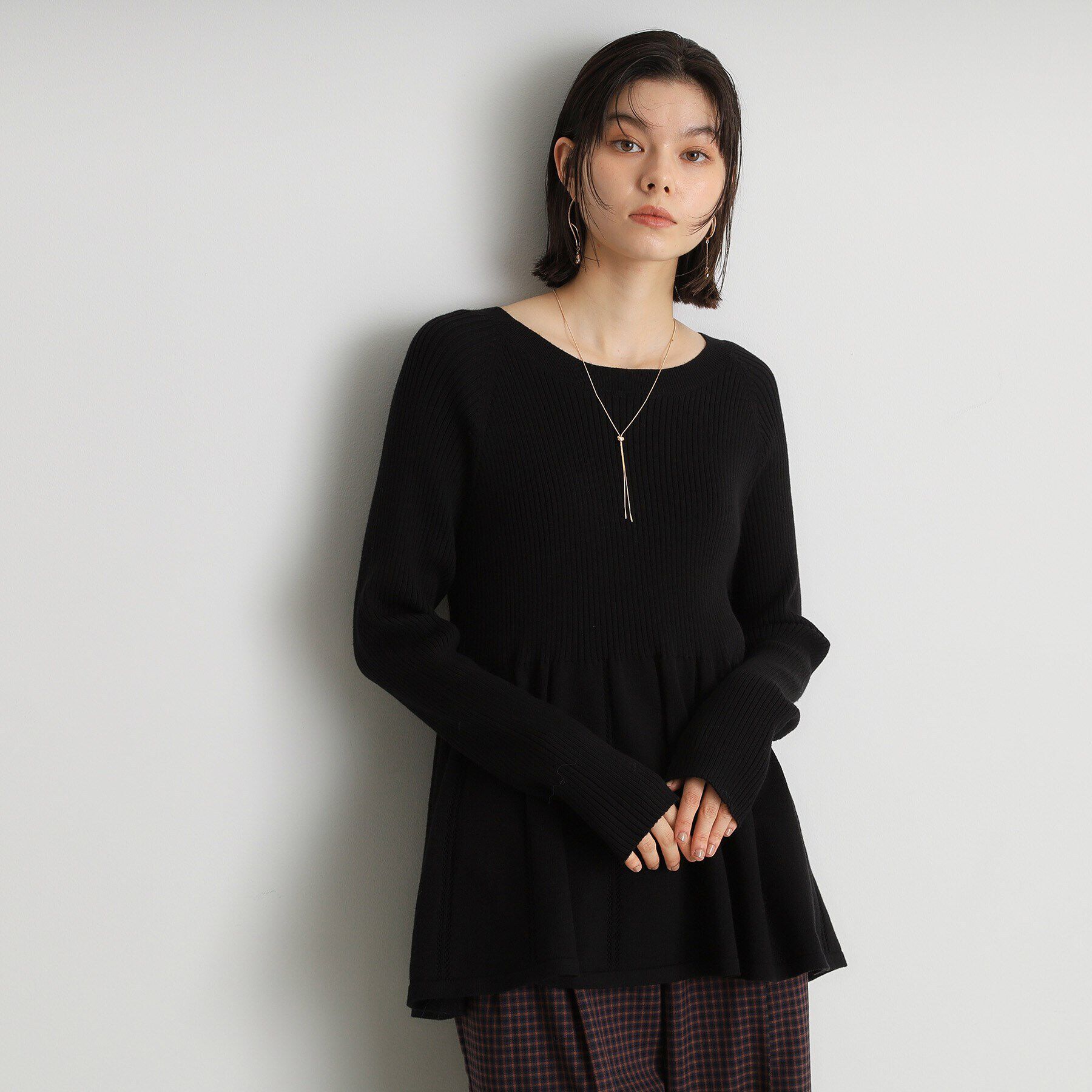 THE SHOP TK「切り替えペプラムニット【洗える】」|ニット・セーター|