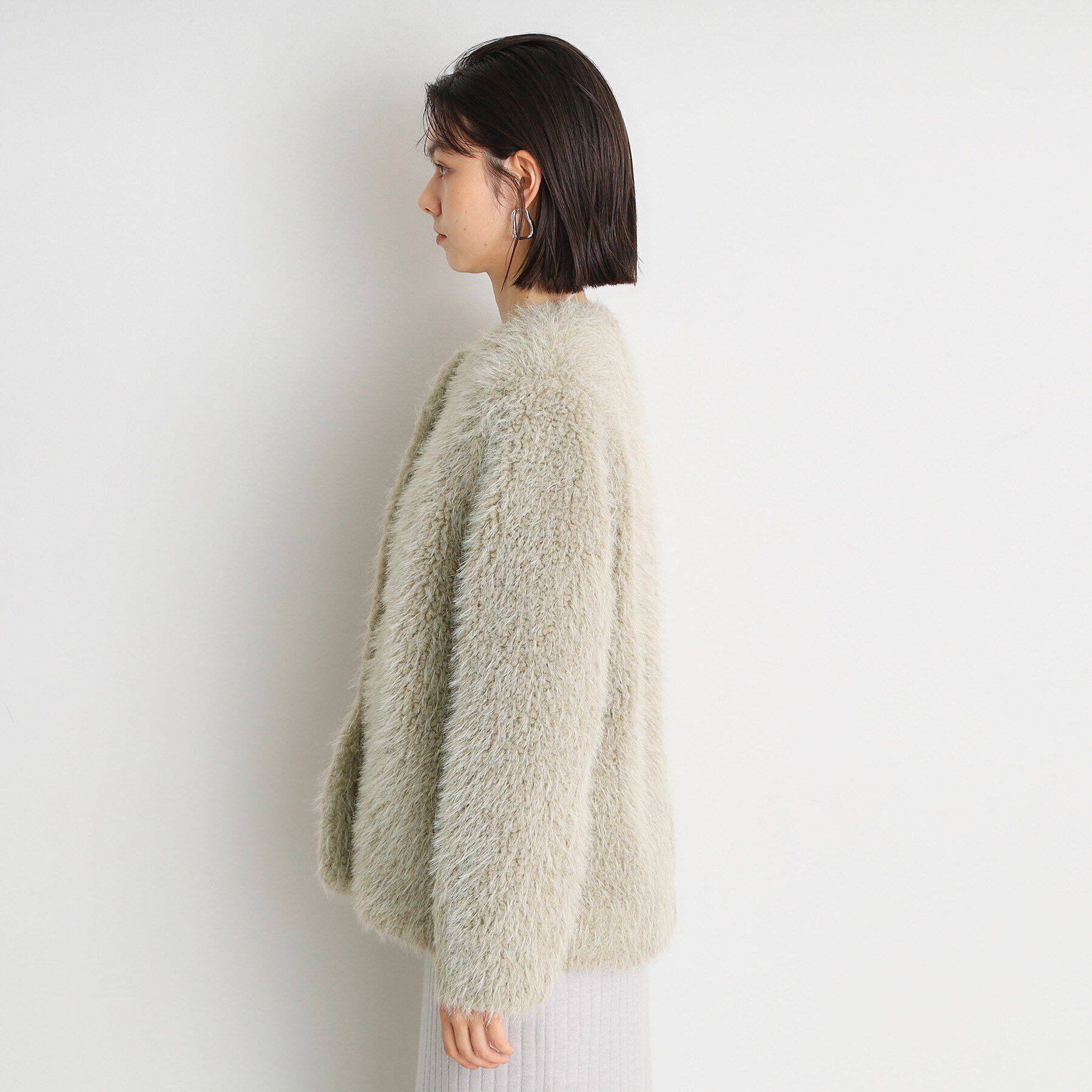 THE SHOP TK「ボアファーノーカラージャケット」|ノーカラーコート|