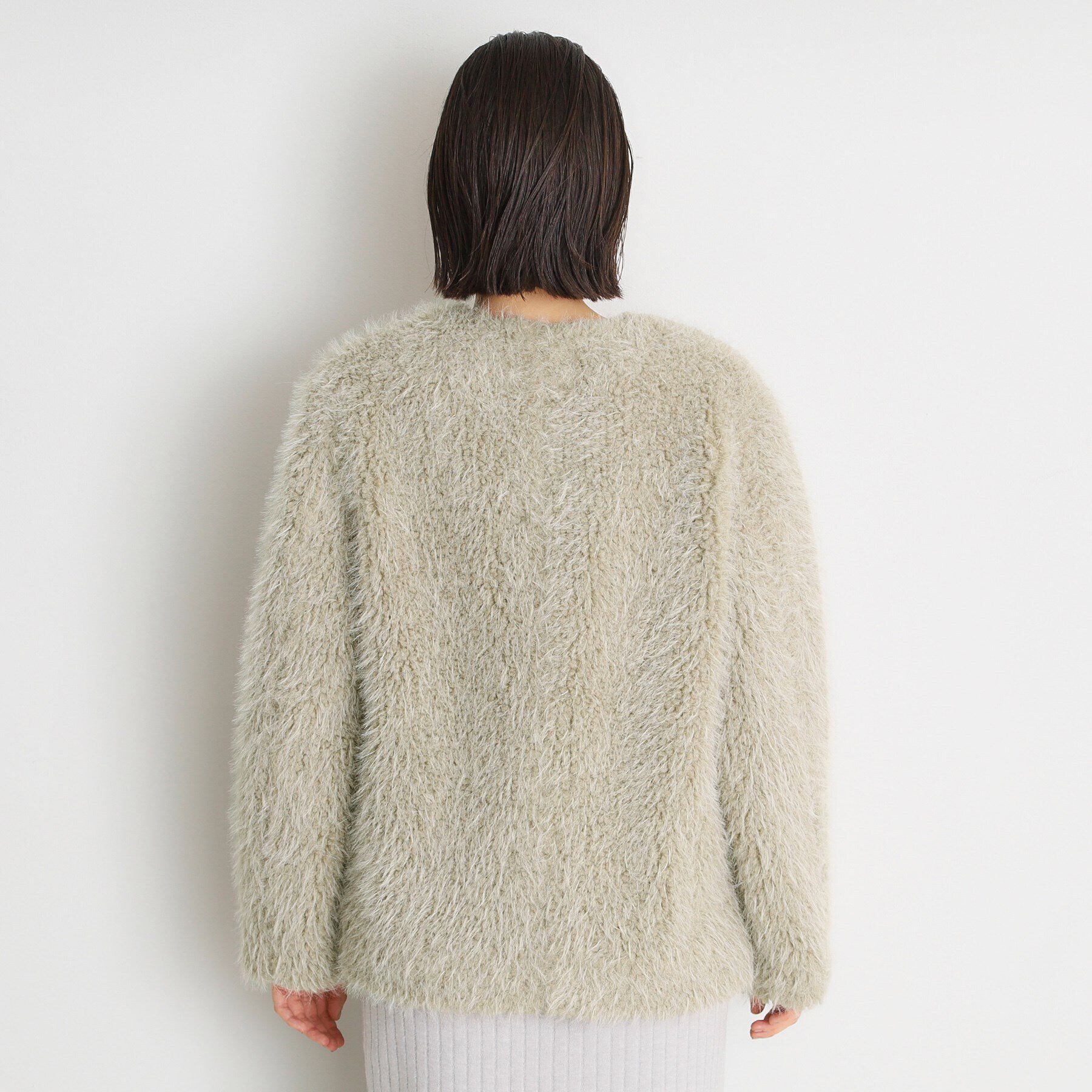 THE SHOP TK「ボアファーノーカラージャケット」|ノーカラーコート|