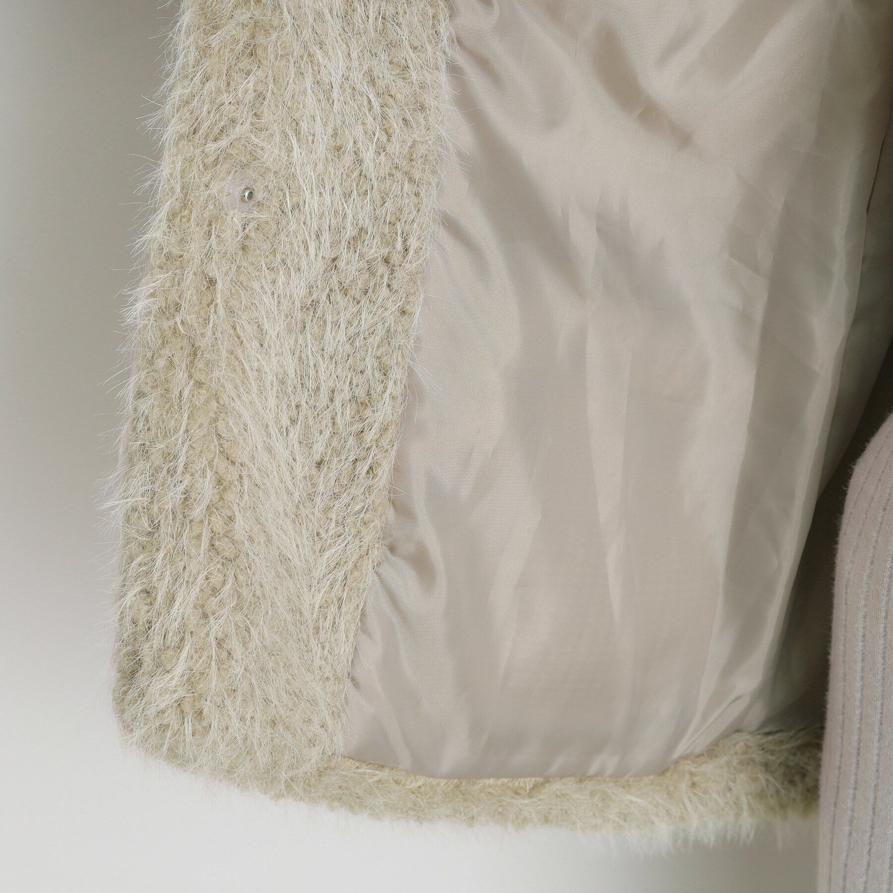 THE SHOP TK「ボアファーノーカラージャケット」|ノーカラーコート|