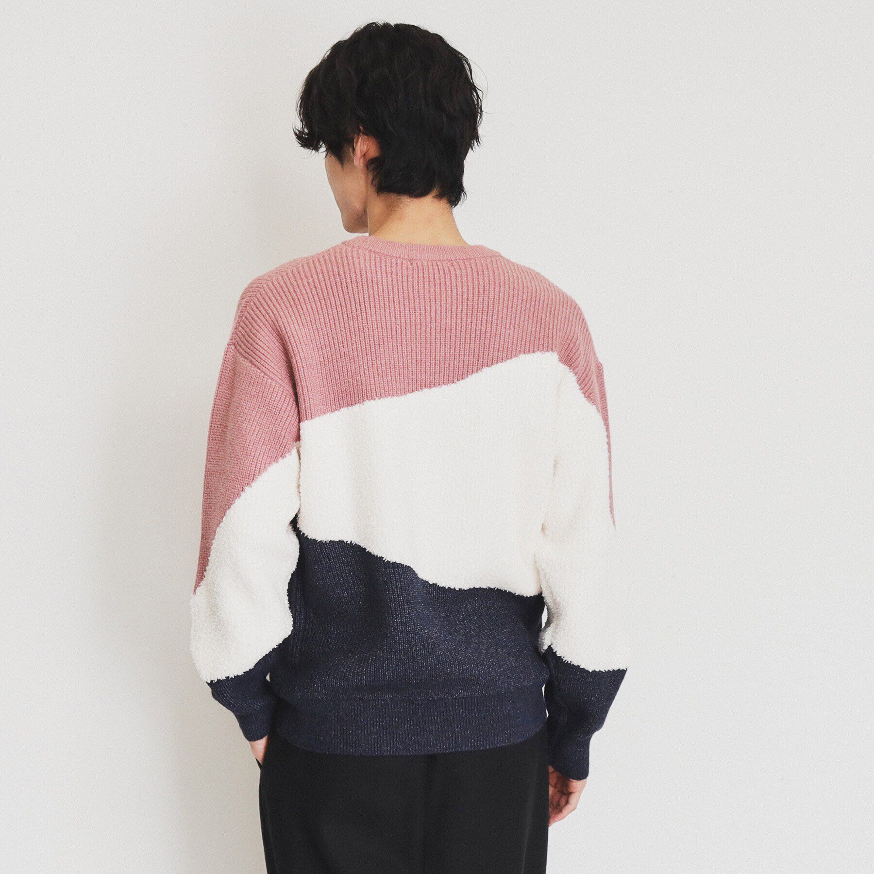 THE SHOP TK「フェザー切替ウェーブプルオーバー」|ニット・セーター|