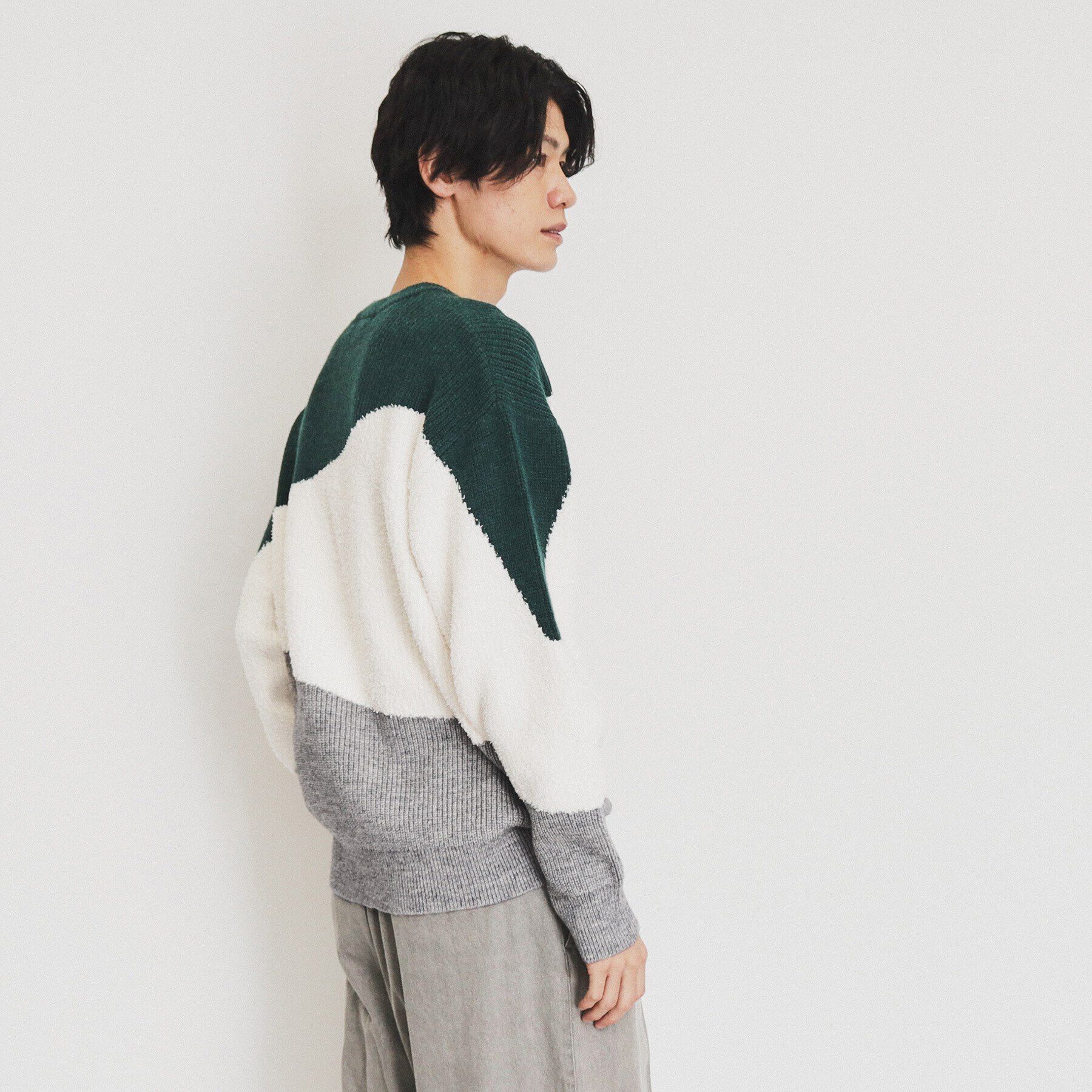 THE SHOP TK「フェザー切替ウェーブプルオーバー」|ニット・セーター|