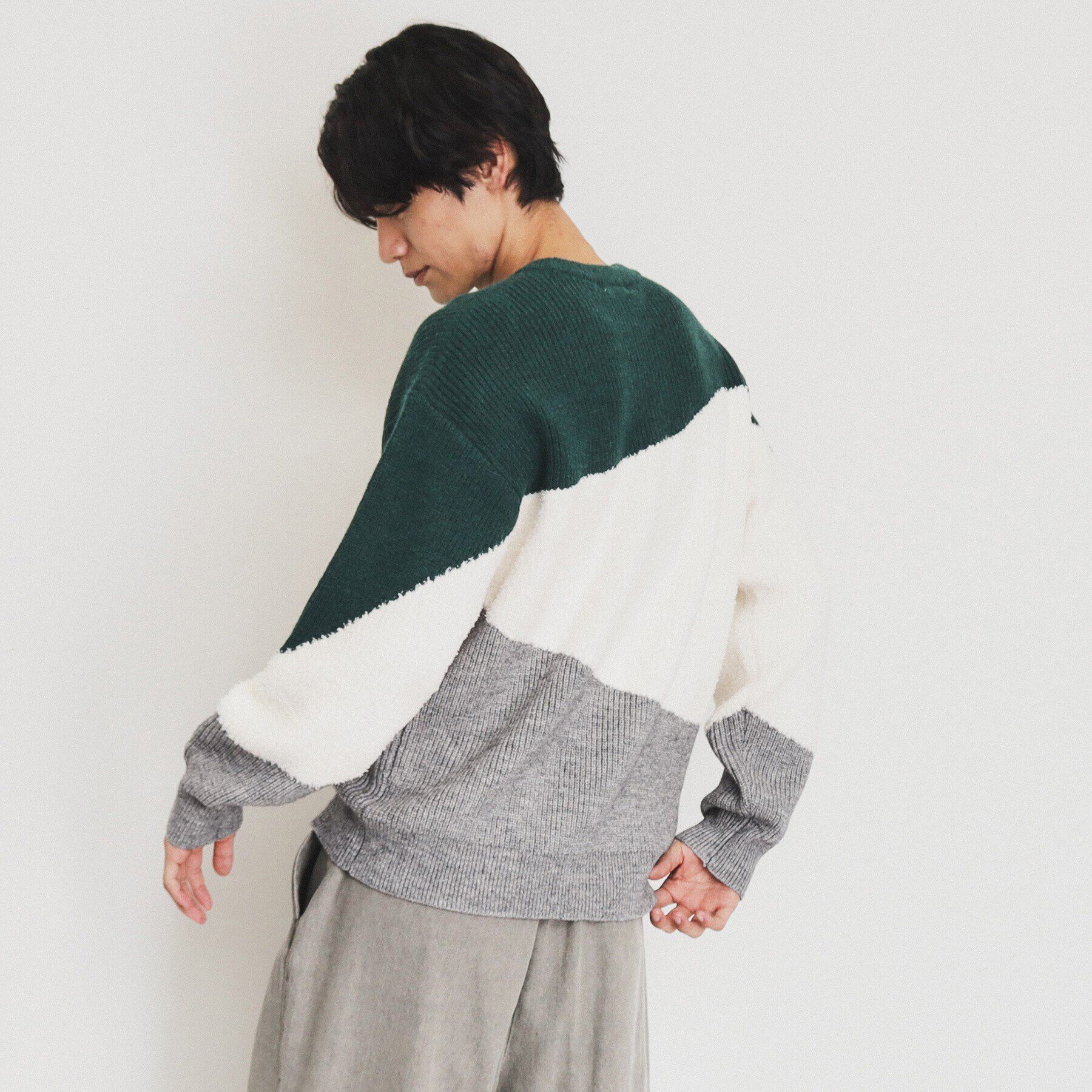 THE SHOP TK「フェザー切替ウェーブプルオーバー」|ニット・セーター|