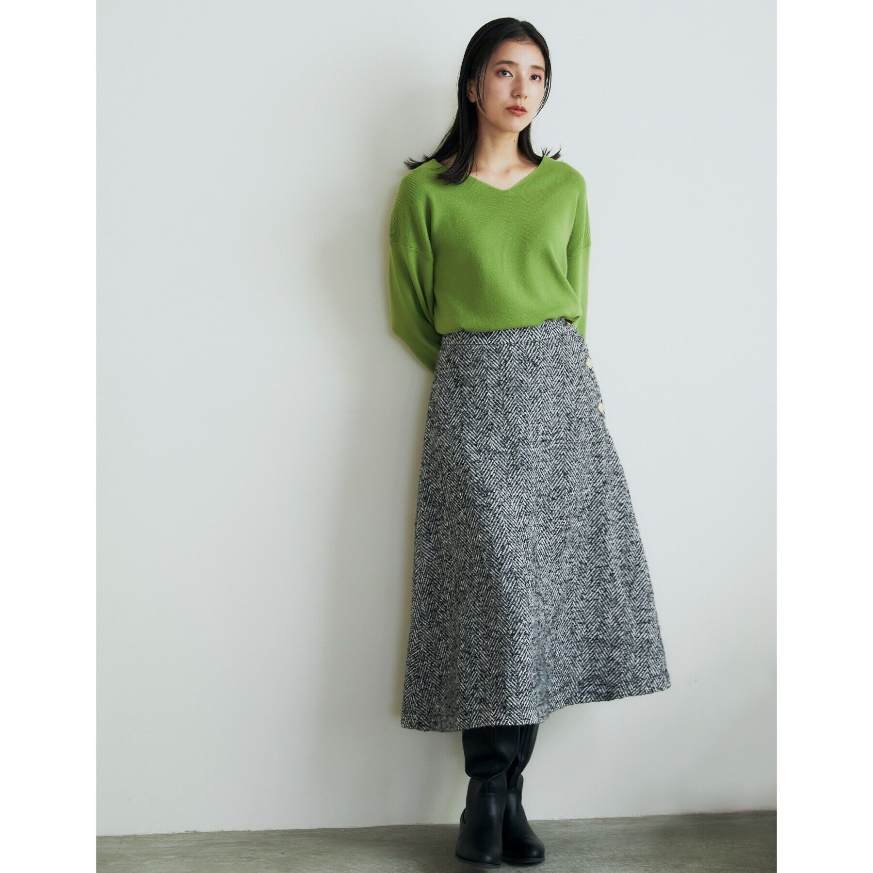 THE SHOP TK「MIXへリンボンフレアスカート」|スカート|